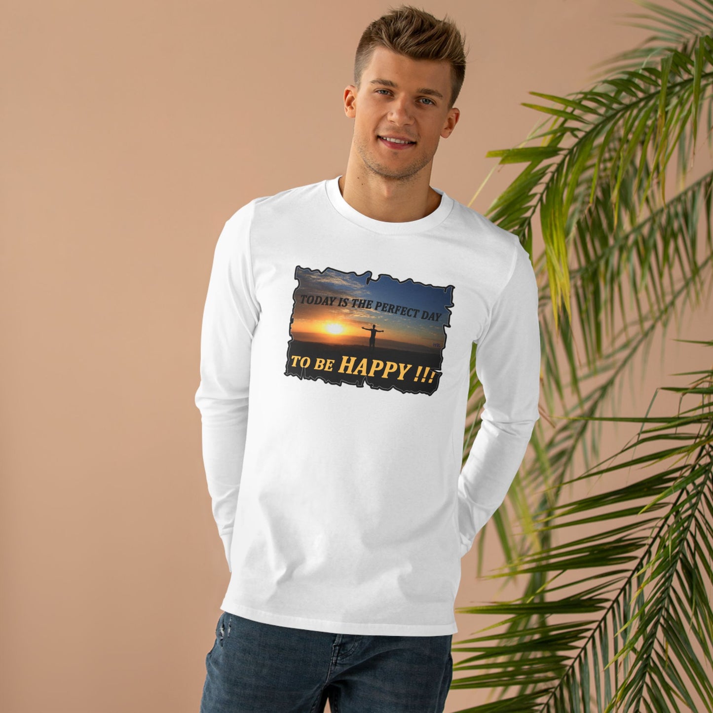 Get Yours Now -- Joyful Sunrise for New Day Optimism (Men's Base Longsleeve Tee - All-Season Wear)