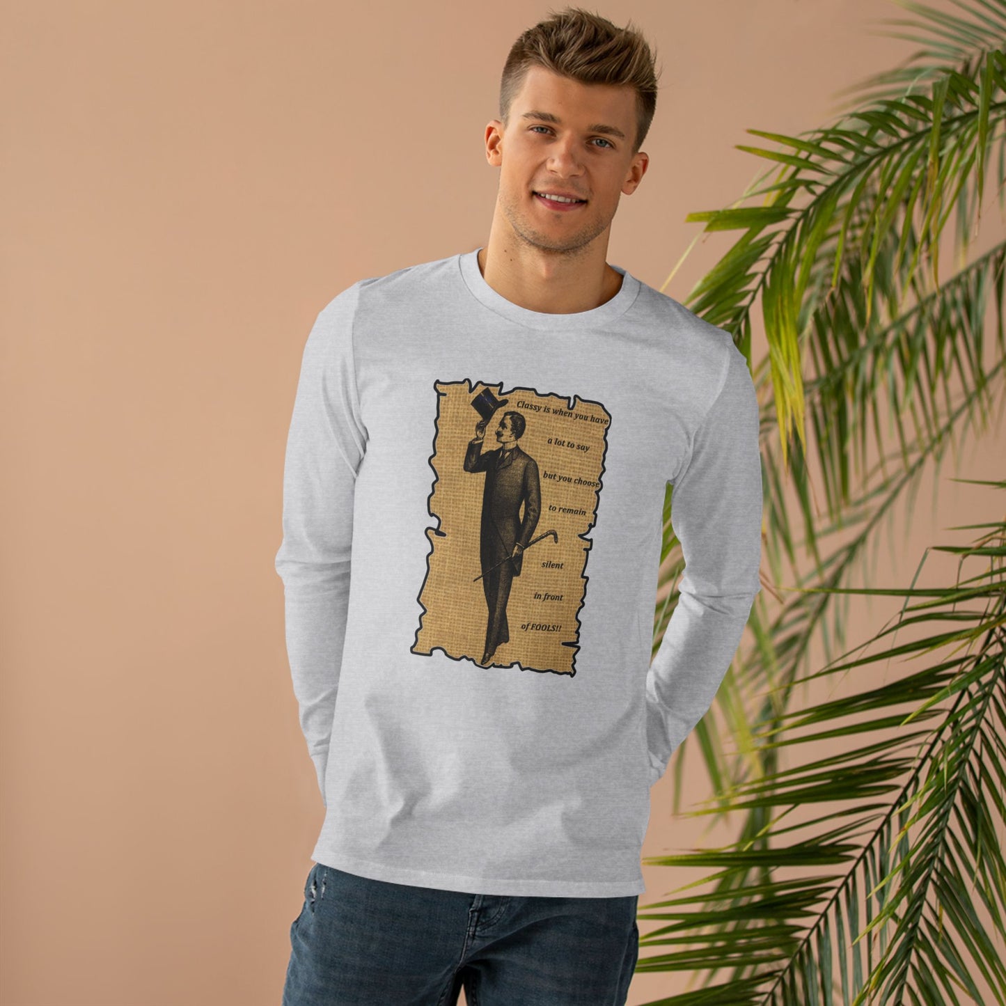 Sophisticated Vintage Silence (Men's Base Longsleeve Tee - All-Season Wear)