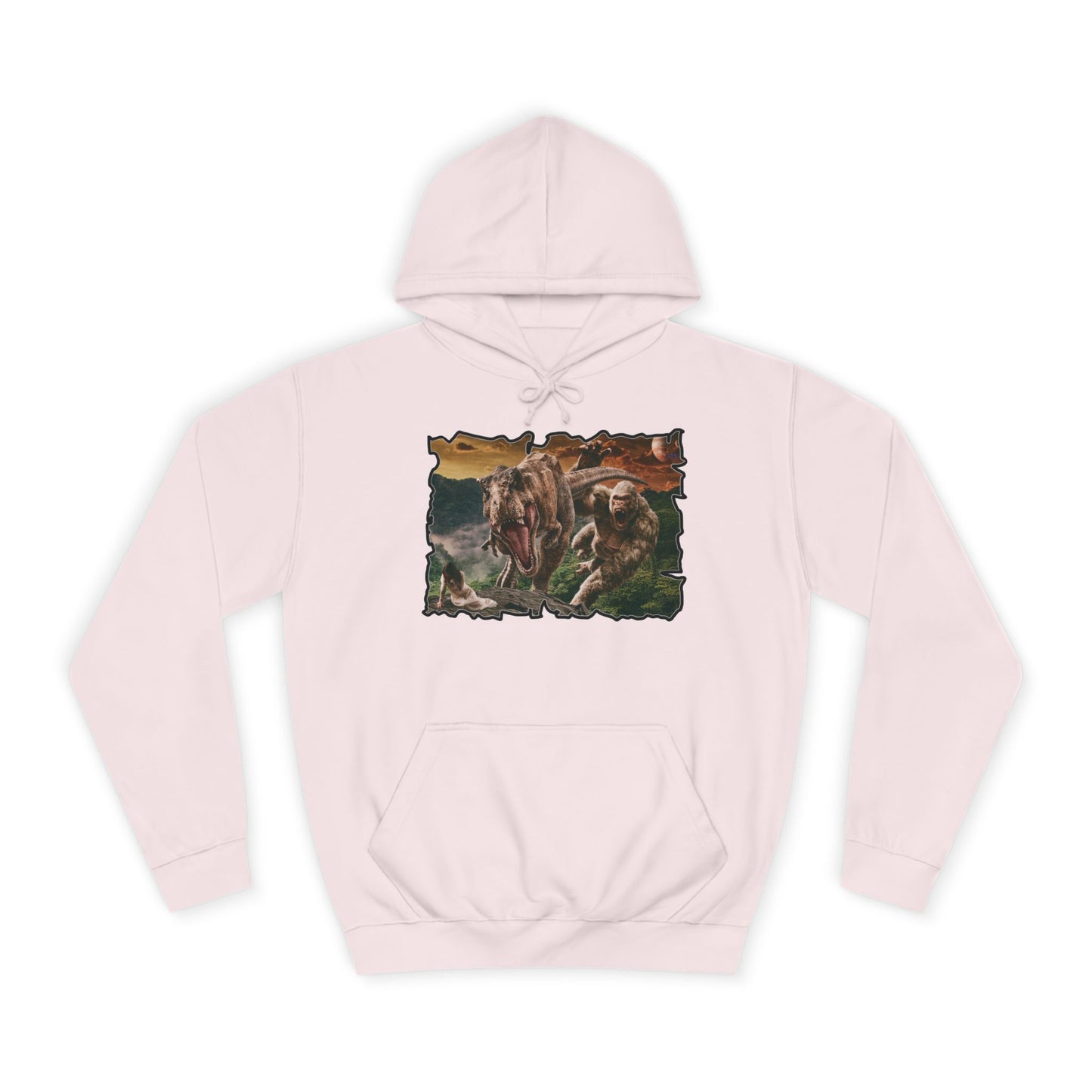 Get Yours Now -- Gorilla vs T-Rex saving woman in distress  (Hoodie - Cozy and Durable)