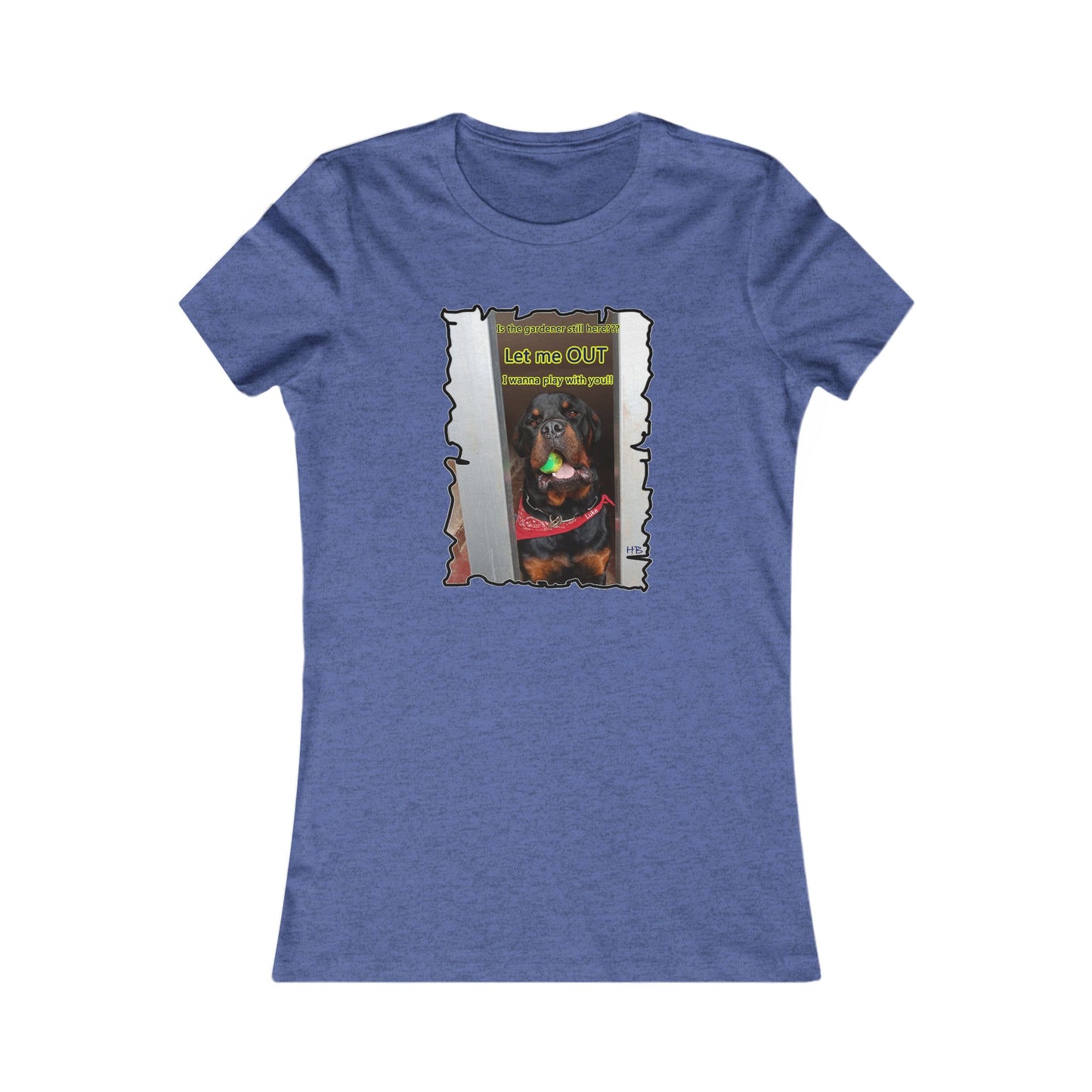 Luke (Male Rottie) with ball begging to play (Women - Premium Cotton Tee)