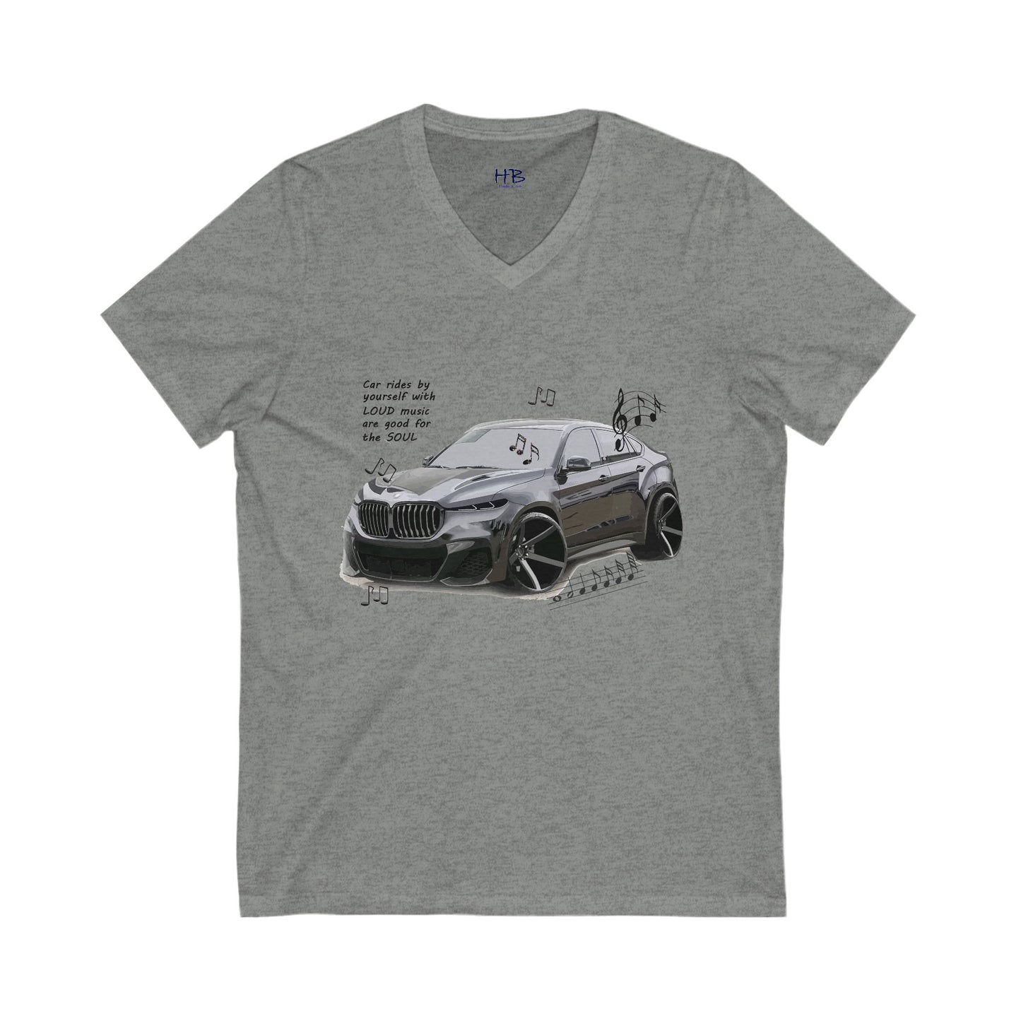 Car rides by yourself with LOUD music is good for the soul. Serenity. WANNA JOIN???  (Unisex Jersey Short Sleeve V-neck - Comfortable Everyday Wear)