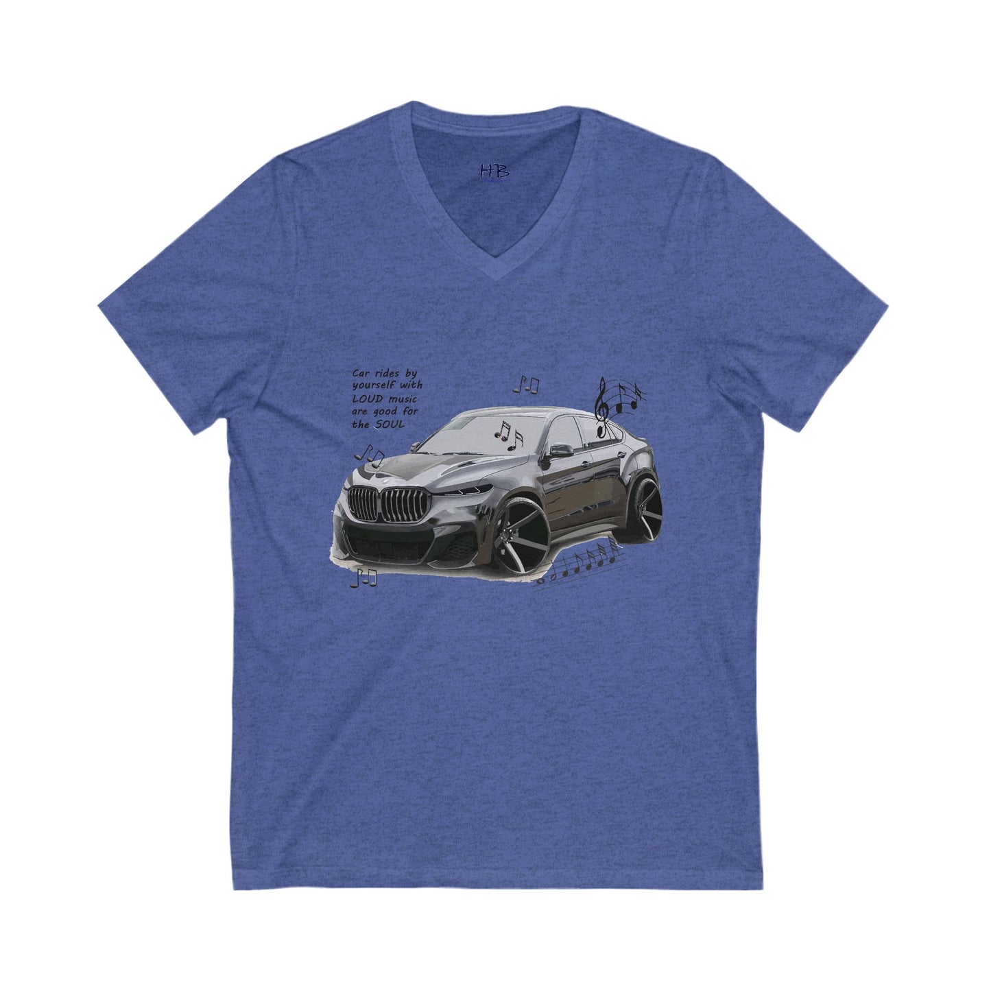 Car rides by yourself with LOUD music is good for the soul. Serenity. WANNA JOIN???  (Unisex Jersey Short Sleeve V-neck - Comfortable Everyday Wear)