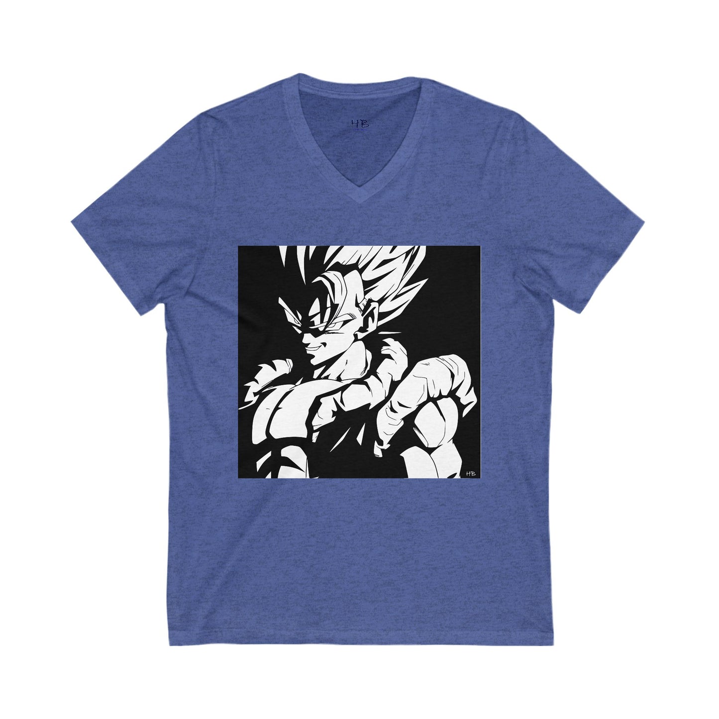 Japanese Superhero anime in black and white (Unisex Jersey Short Sleeve V-neck - Comfortable Everyday Wear)