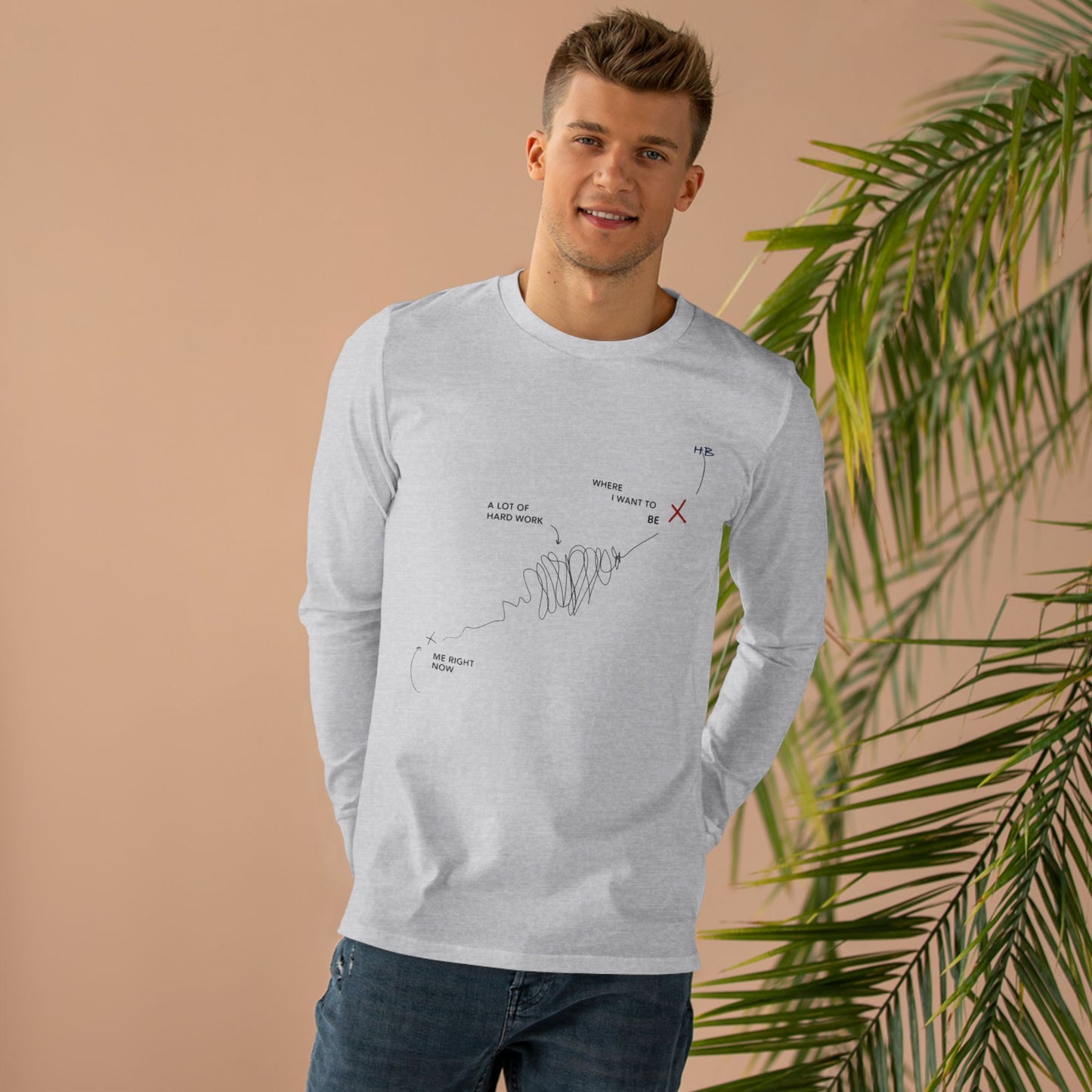 Triumph Trail Journey to Success with No Pain, No Gain (Men's Base Longsleeve Tee - All-Season Wear)