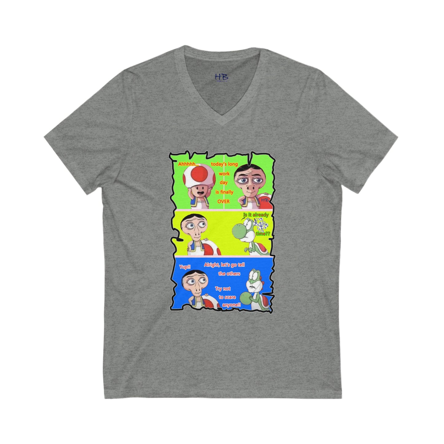 Everyone's favorite childhood characters Toad & Yogi never seen before (Unisex Jersey Short Sleeve V-neck - Comfortable Everyday Wear)