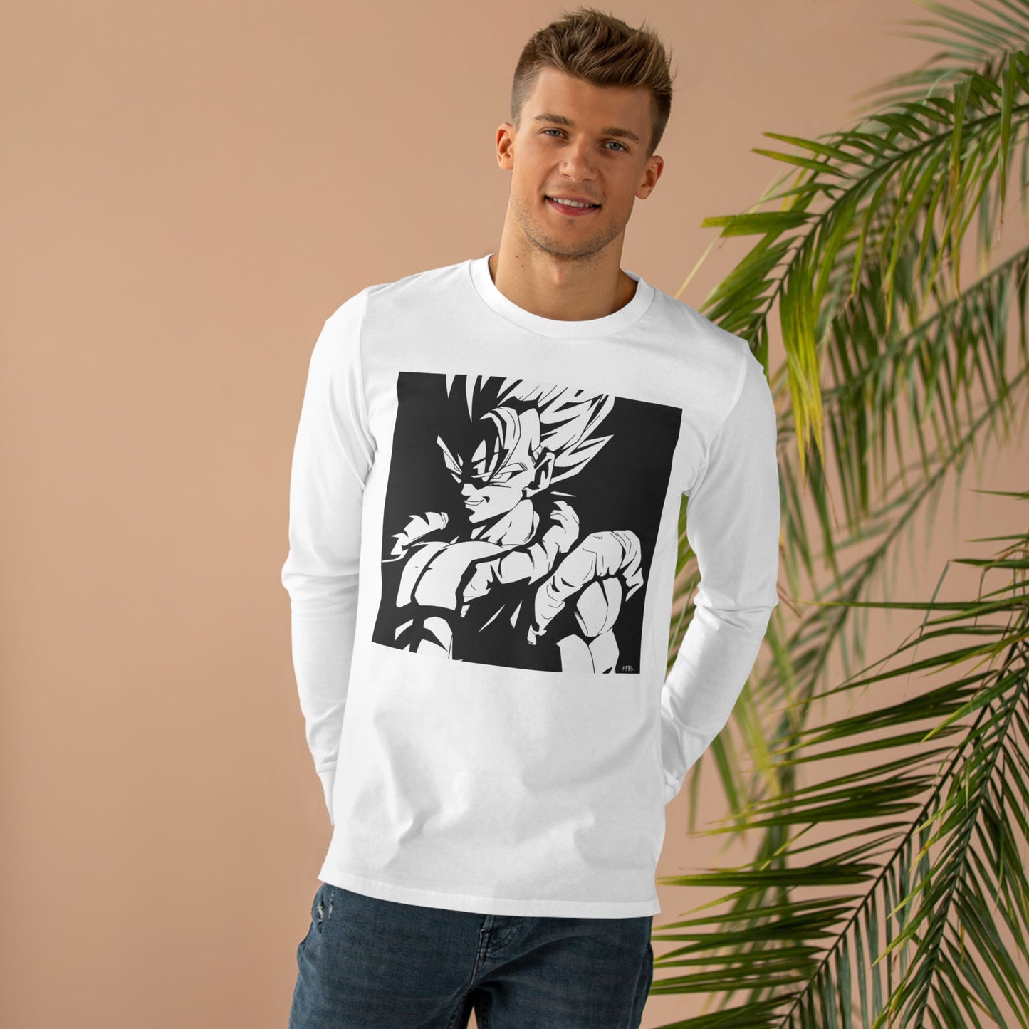 Get Yours Now -- Japanese Superhero anime in black and white (Men's Base Longsleeve Tee - All-Season Wear)