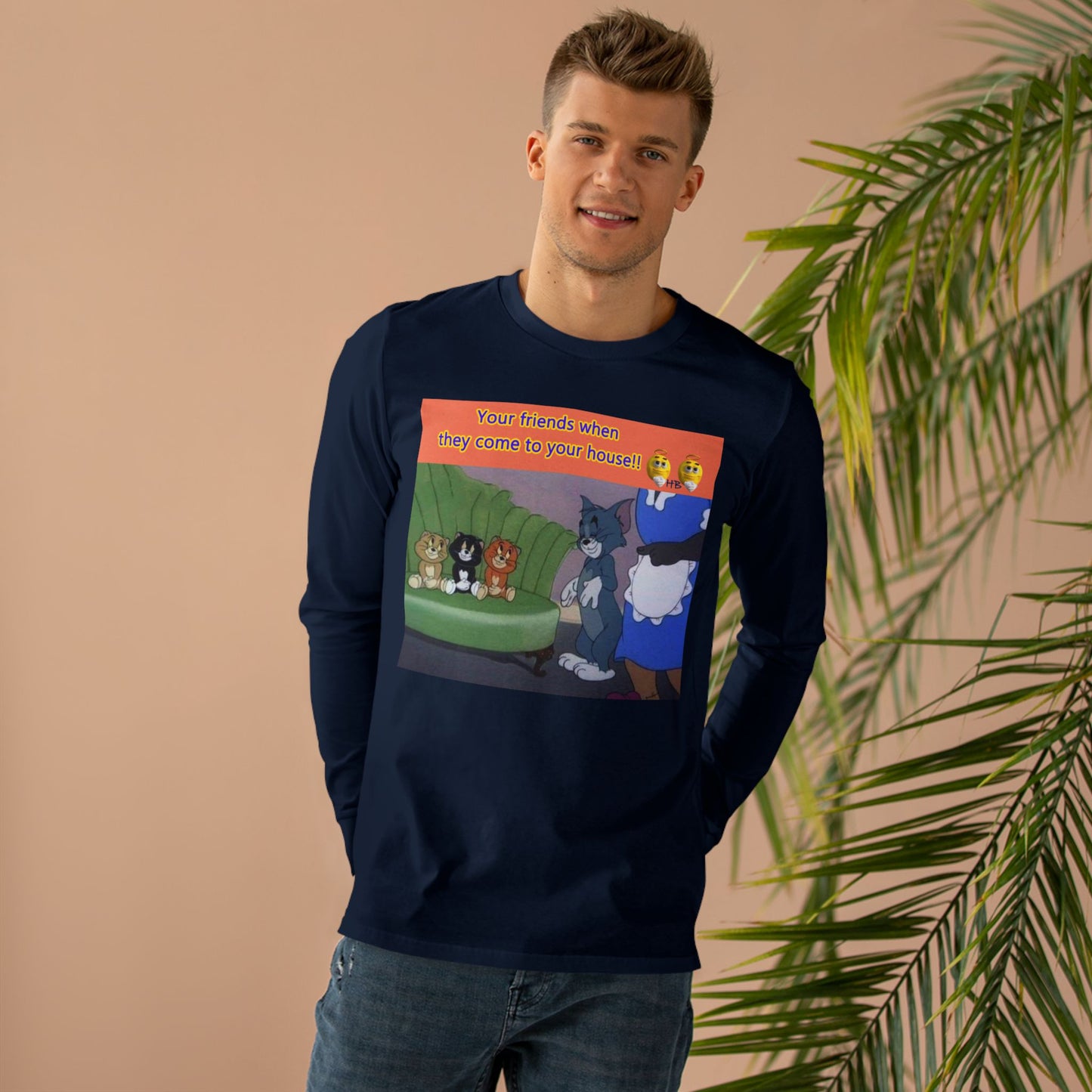 Tom and his innocent looking little friends in front of Mammy (Men's Base Longsleeve Tee - All-Season Wear)