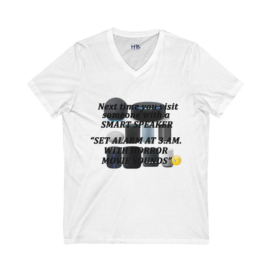 3 AM Horror movie sound  (Unisex Jersey Short Sleeve V-neck - Comfortable Everyday Wear)