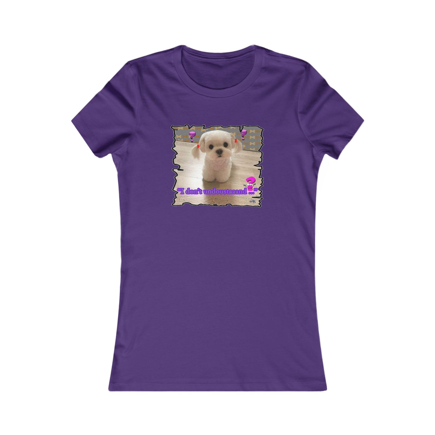 Baby Bichon Maltese with cluelessness innocent look "I don't undoustaaaand" (Women - Premium Cotton Tee)