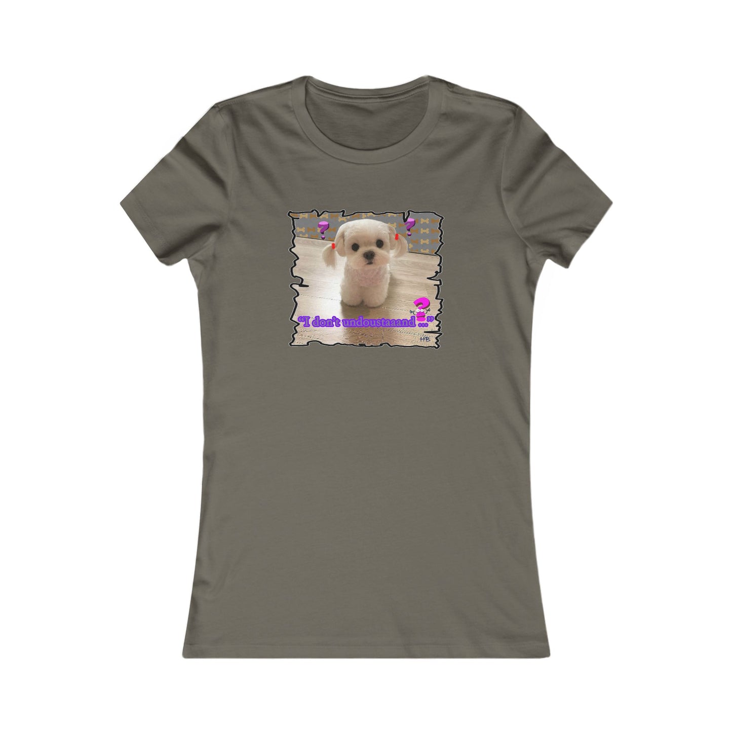 Baby Bichon Maltese with cluelessness innocent look "I don't undoustaaaand" (Women - Premium Cotton Tee)