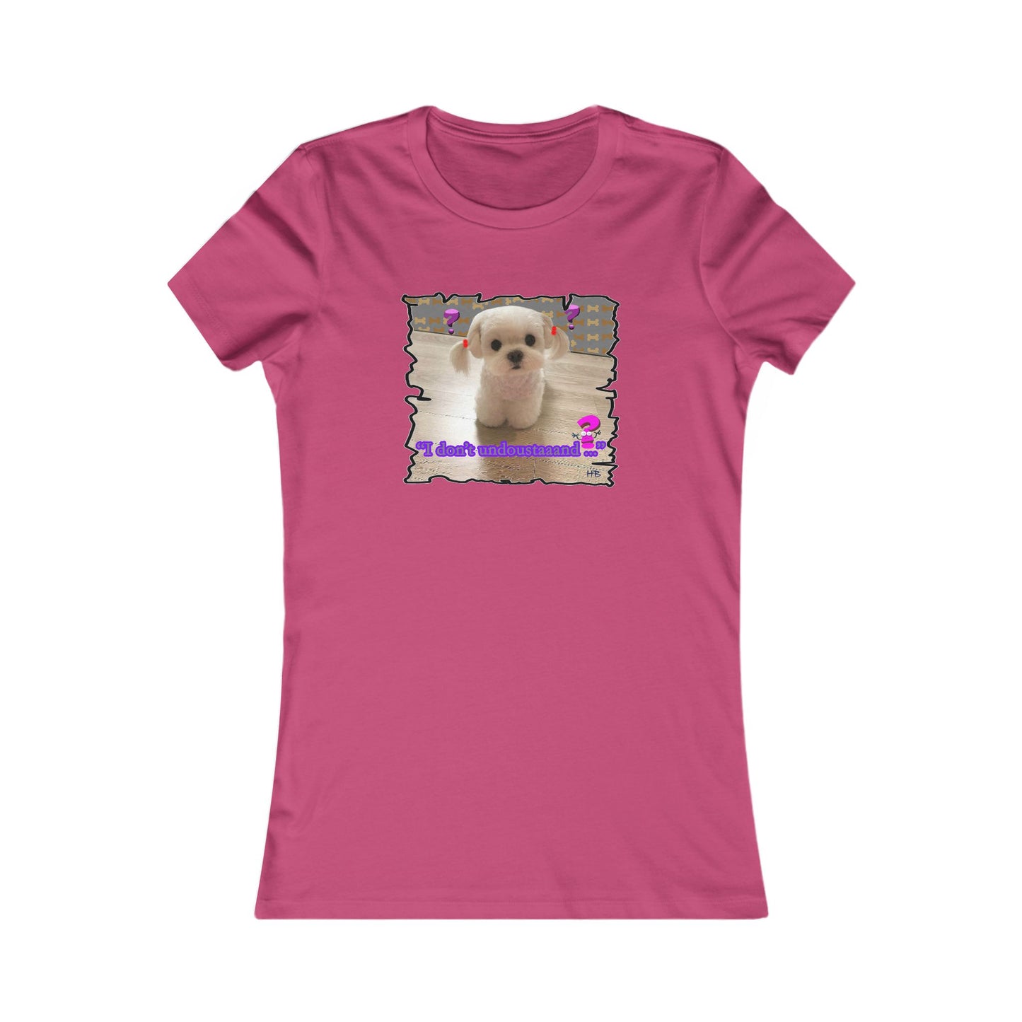 Baby Bichon Maltese with cluelessness innocent look "I don't undoustaaaand" (Women - Premium Cotton Tee)