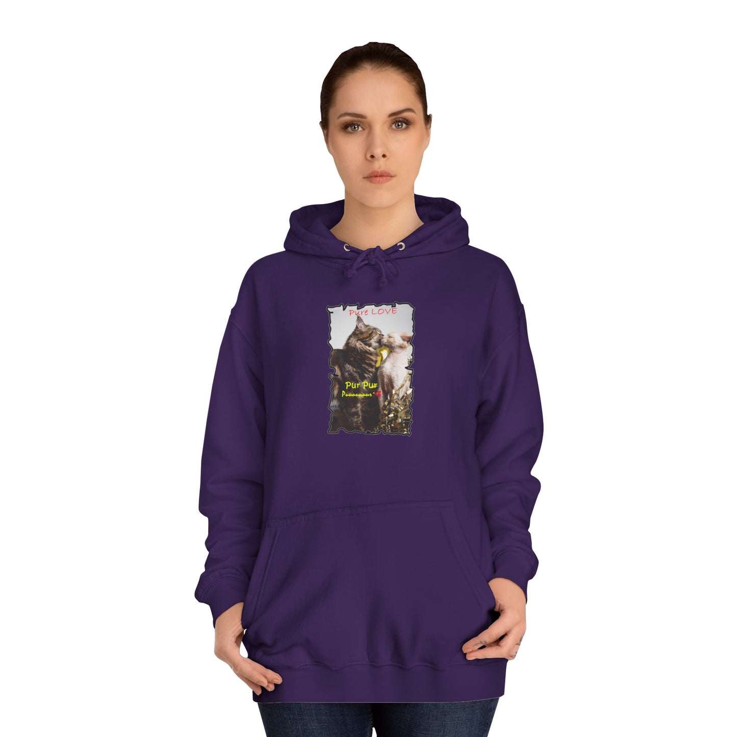 Get Yours Now -- Pure LOVE Cats kissing (Hoodie - Cozy and Durable)