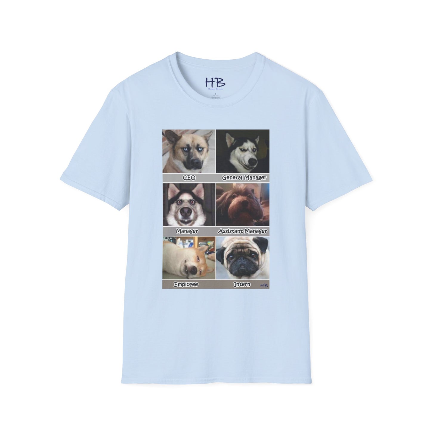 Stressful hierarchy in management company represented by dog faces :P