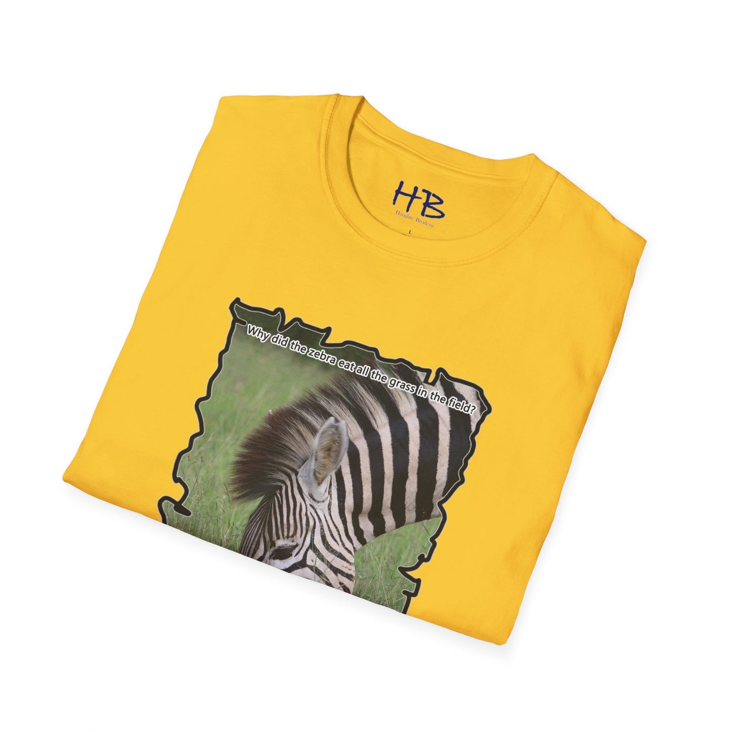 Zebra magnificently eating grass with funny joke