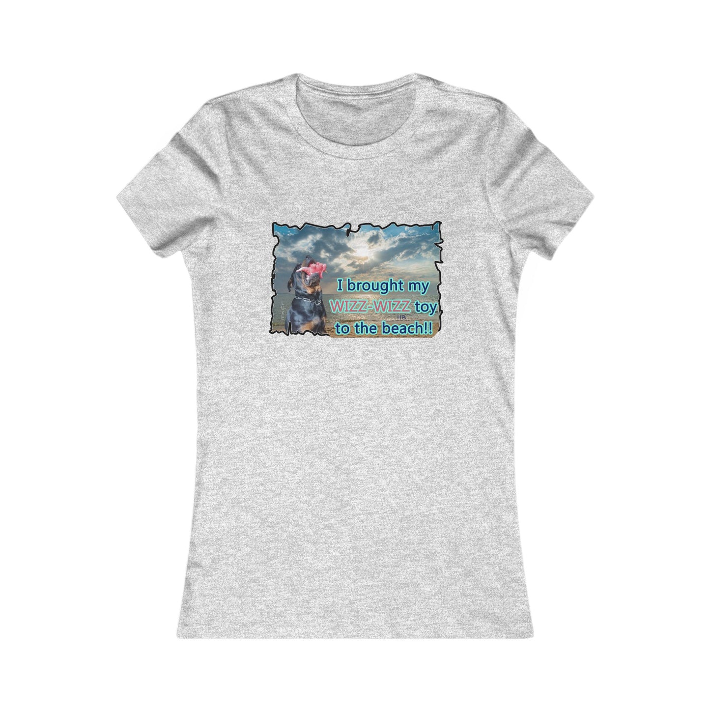 Luke (male Rothweiler) & Wizz Wizz at the beach (Women - Premium Cotton Tee)