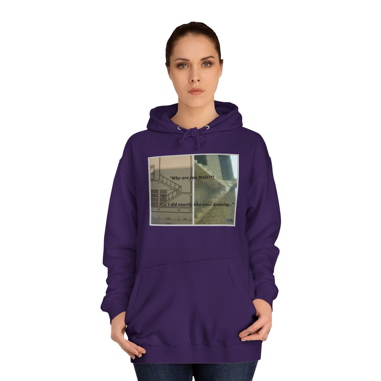 Get Yours Now -- Comical Architectural Irony Stairs Sketch (Hoodie - Cozy and Durable)