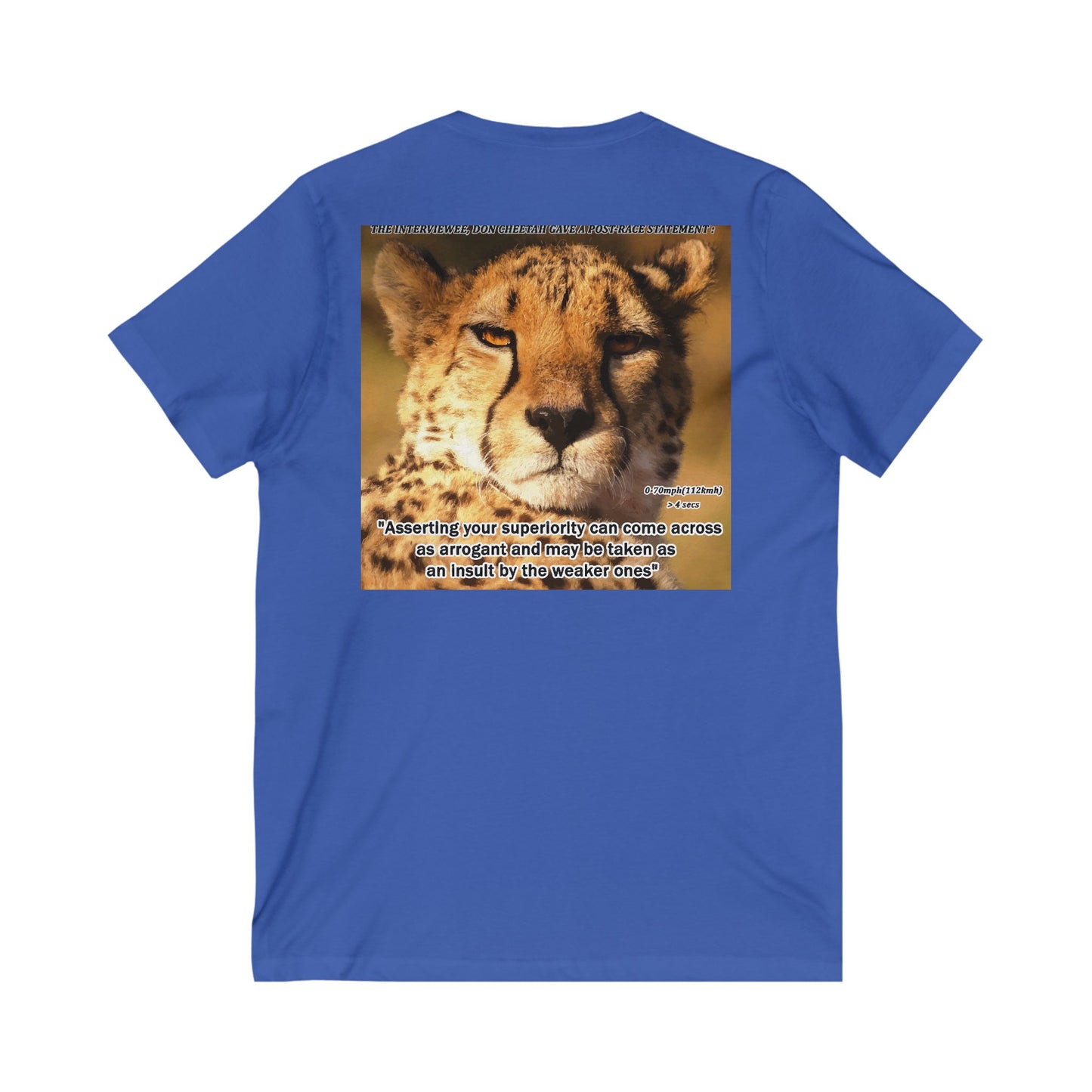 Don Cheetah vs Whippet doggies (Unisex Jersey Short Sleeve V-neck - Comfortable Everyday Wear)