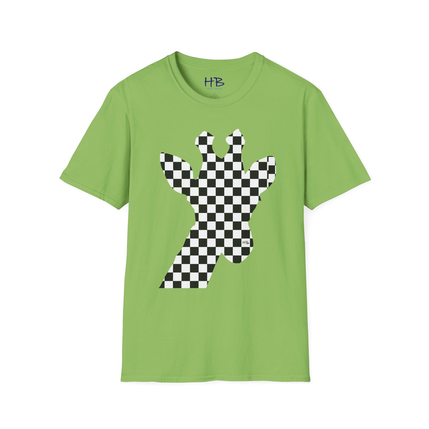 Graceful Heights: The Refined Checkered Giraffe Garment