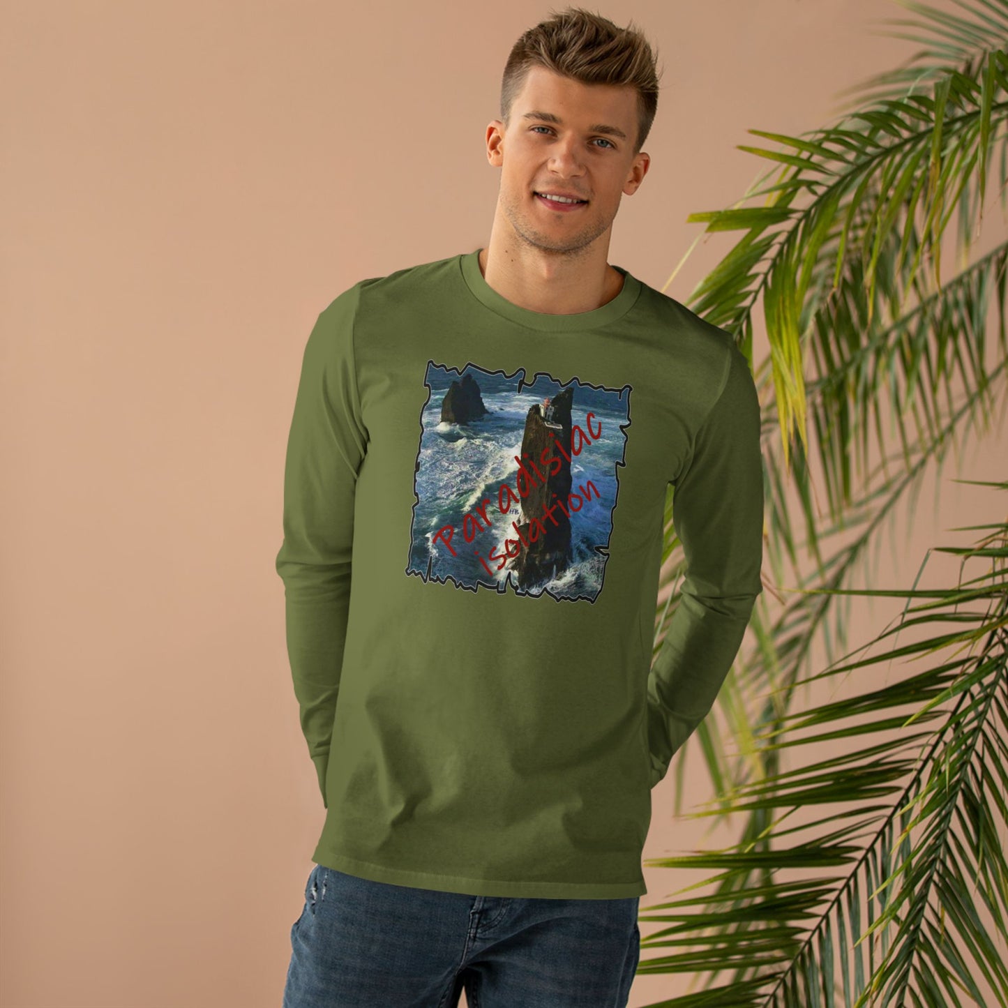 Serene Paradisiac Isolation (Men's Base Longsleeve Tee - All-Season Wear)