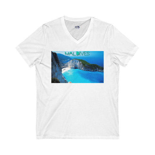 Paradise Found in the Maldives Marvel (Unisex Jersey Short Sleeve V-neck - Comfortable Everyday Wear)