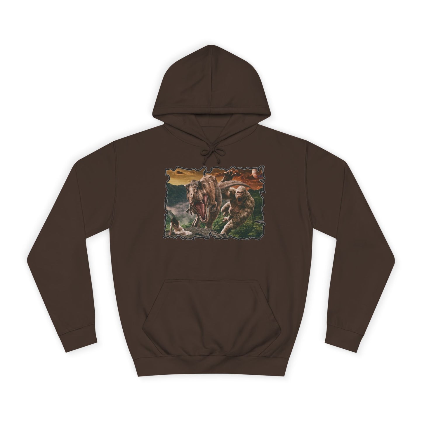 Get Yours Now -- Gorilla vs T-Rex saving woman in distress  (Hoodie - Cozy and Durable)