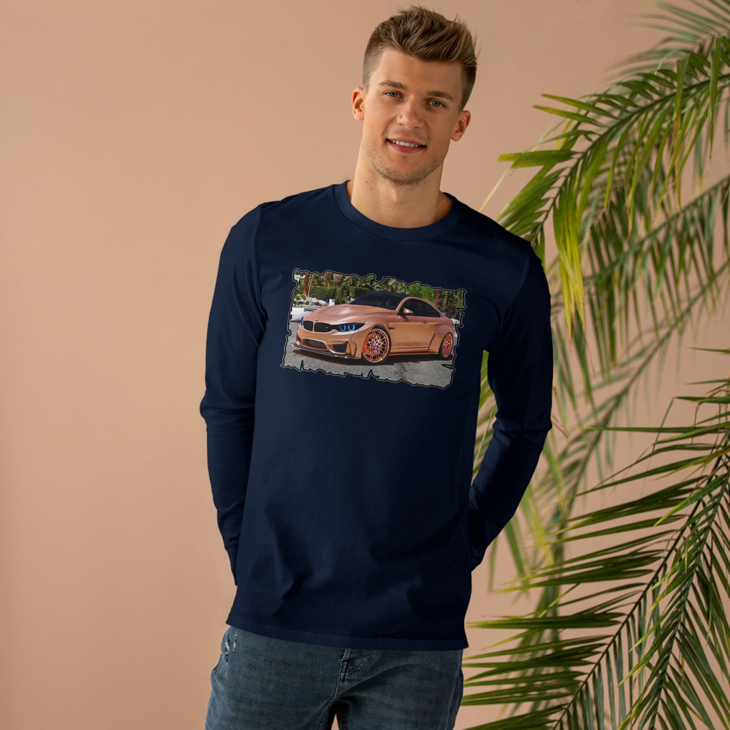 Get Yours Now -- Customized pink BMW M3 (Men's Base Longsleeve Tee - All-Season Wear)