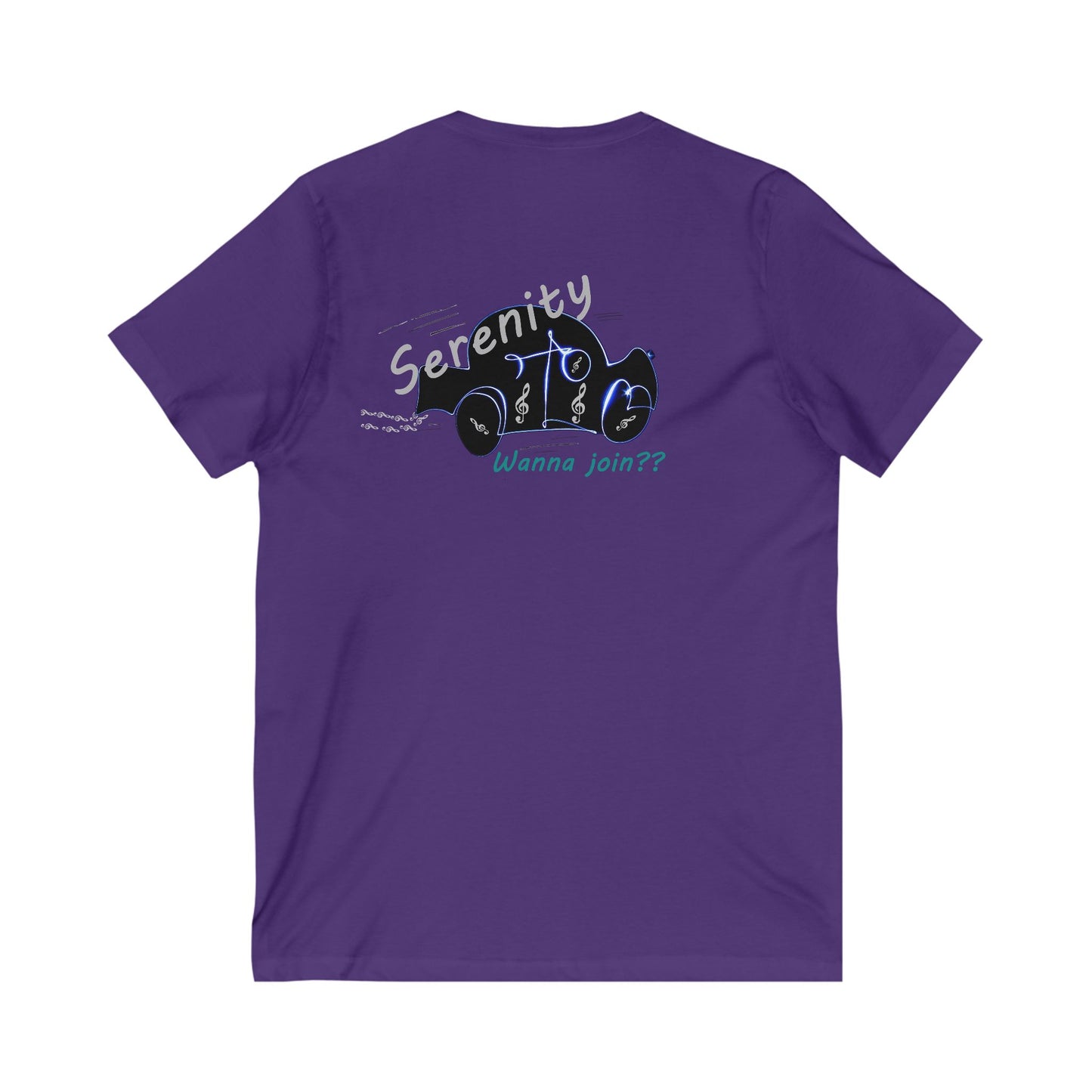 Car rides by yourself with LOUD music is good for the soul. Serenity. WANNA JOIN???  (Unisex Jersey Short Sleeve V-neck - Comfortable Everyday Wear)