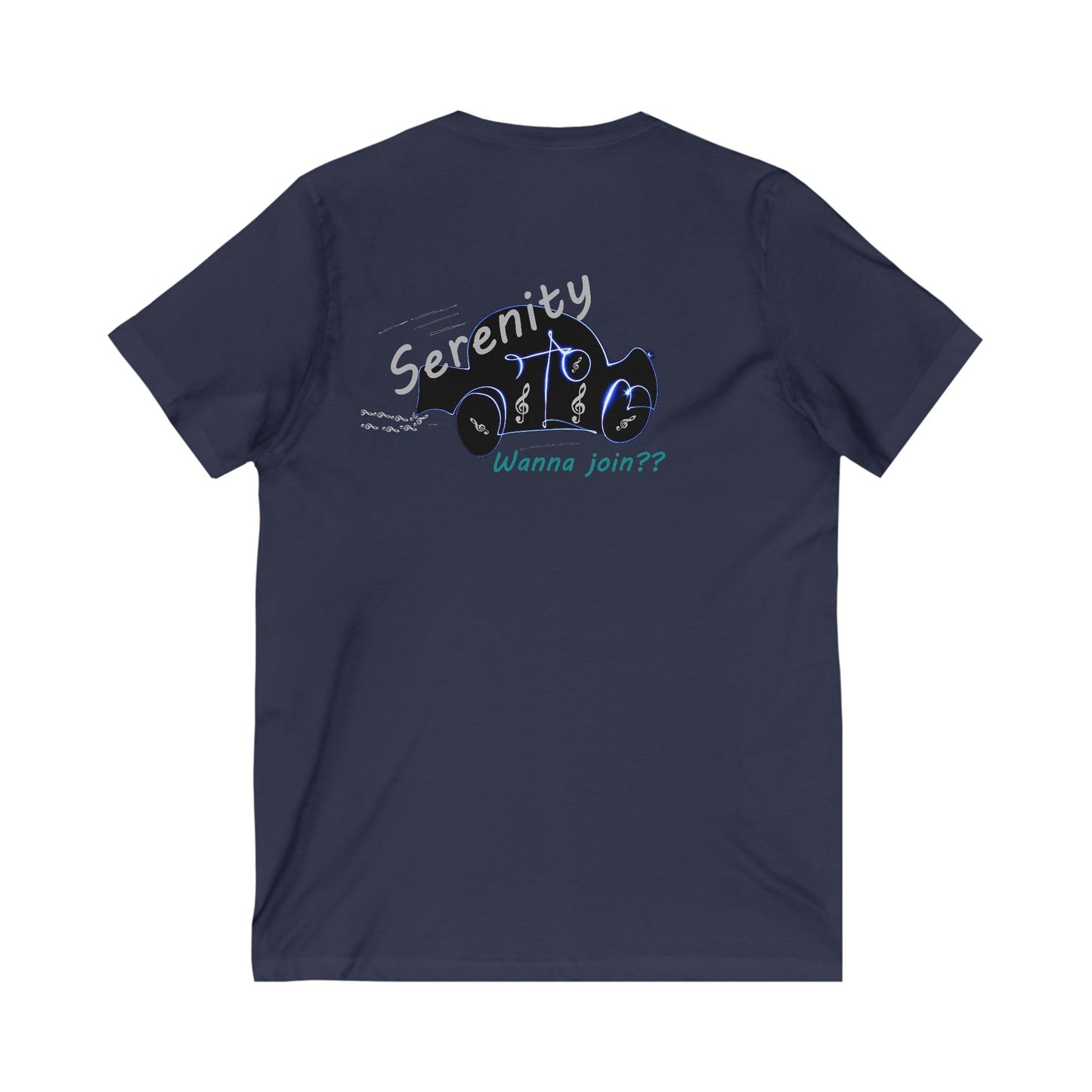 Car rides by yourself with LOUD music is good for the soul. Serenity. WANNA JOIN???  (Unisex Jersey Short Sleeve V-neck - Comfortable Everyday Wear)