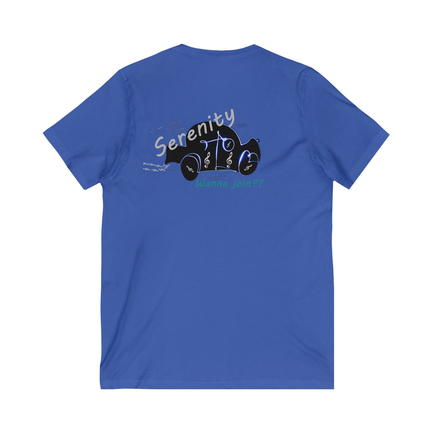 Car rides by yourself with LOUD music is good for the soul. Serenity. WANNA JOIN???  (Unisex Jersey Short Sleeve V-neck - Comfortable Everyday Wear)
