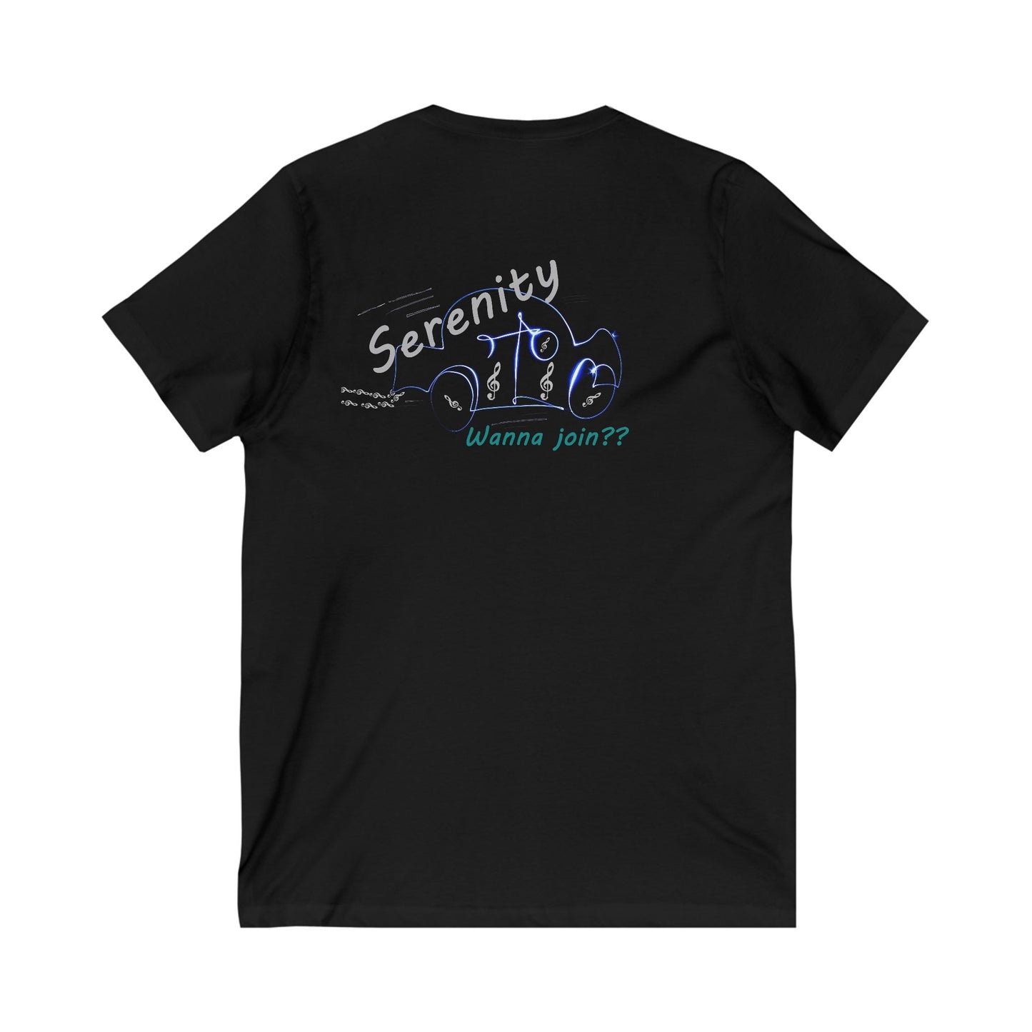 Car rides by yourself with LOUD music is good for the soul. Serenity. WANNA JOIN???  (Unisex Jersey Short Sleeve V-neck - Comfortable Everyday Wear)