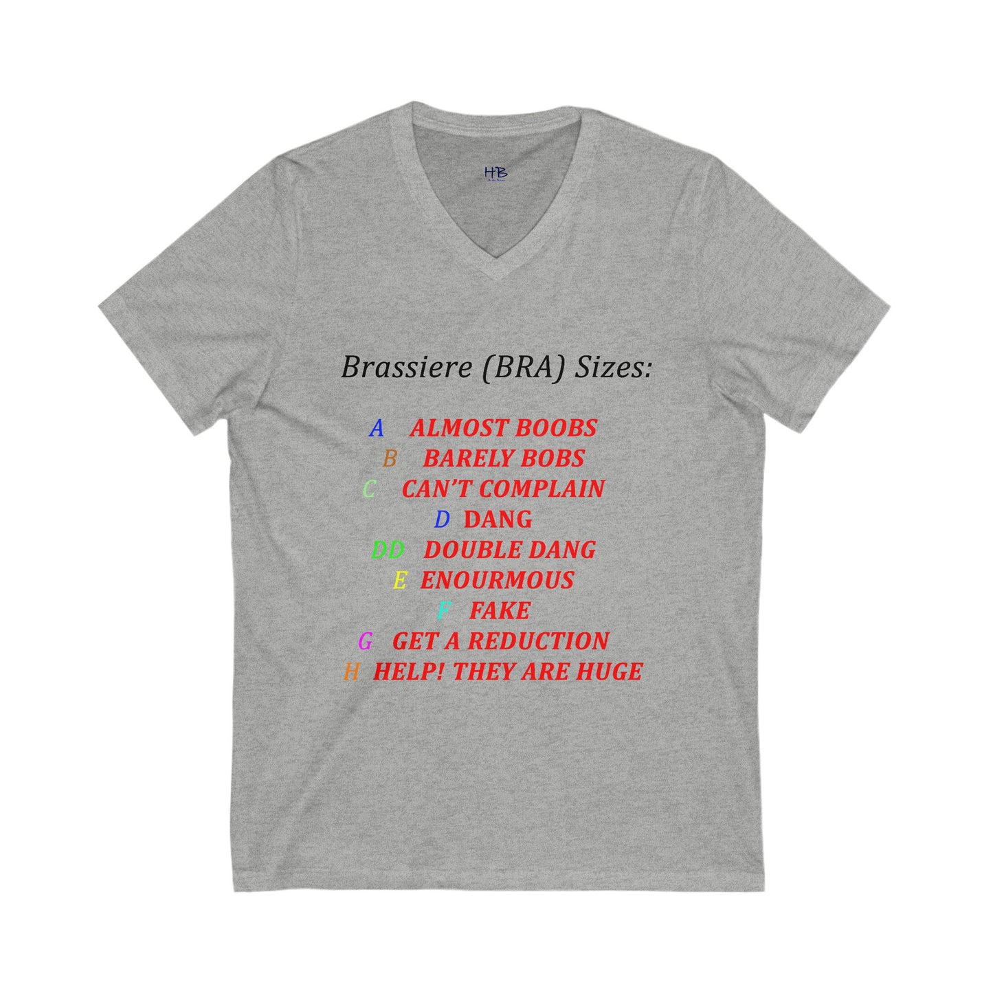 Humorous Bra Sizing Chart (Unisex Jersey Short Sleeve V-neck - Comfortable Everyday Wear)