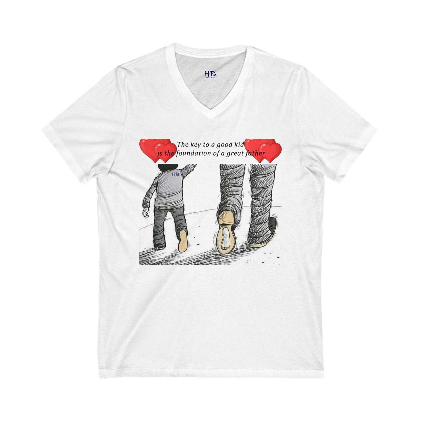 True Fathers, Hand in Hand, Size of Mentorship Love (Unisex Jersey Short Sleeve V-neck - Comfortable Everyday Wear)