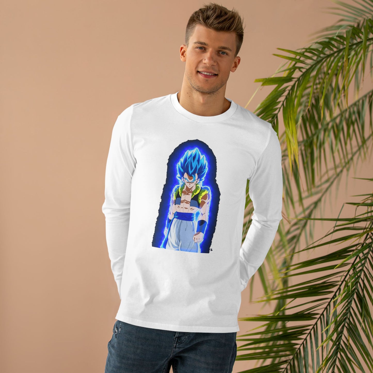 Superhero in Blue in max level (Men's Base Longsleeve Tee - All-Season Wear)