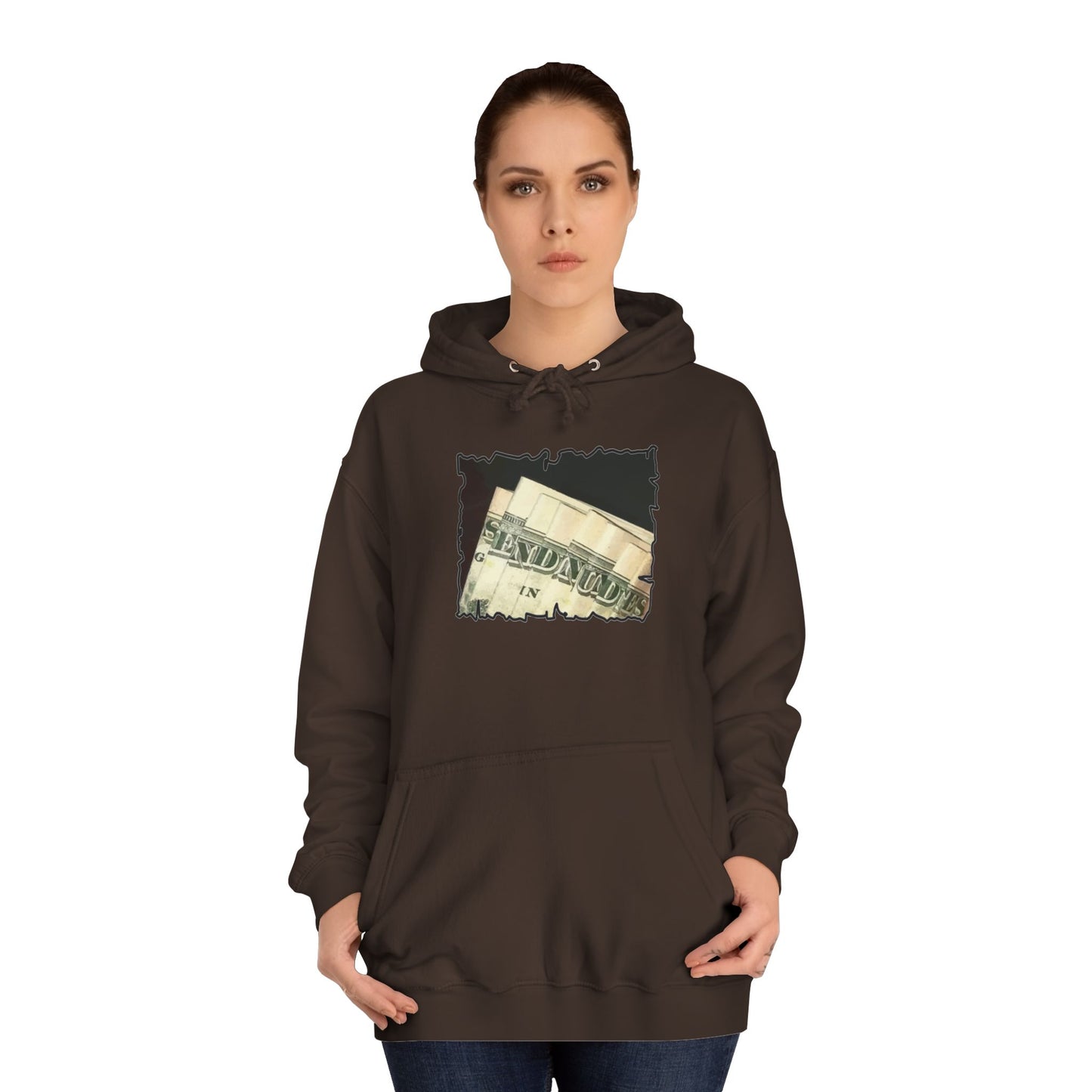 Get Yours Now -- Dollars Speak Louder with Bold Humor requesting The Playful 'Send Nude$$' (Hoodie - Cozy and Durable)