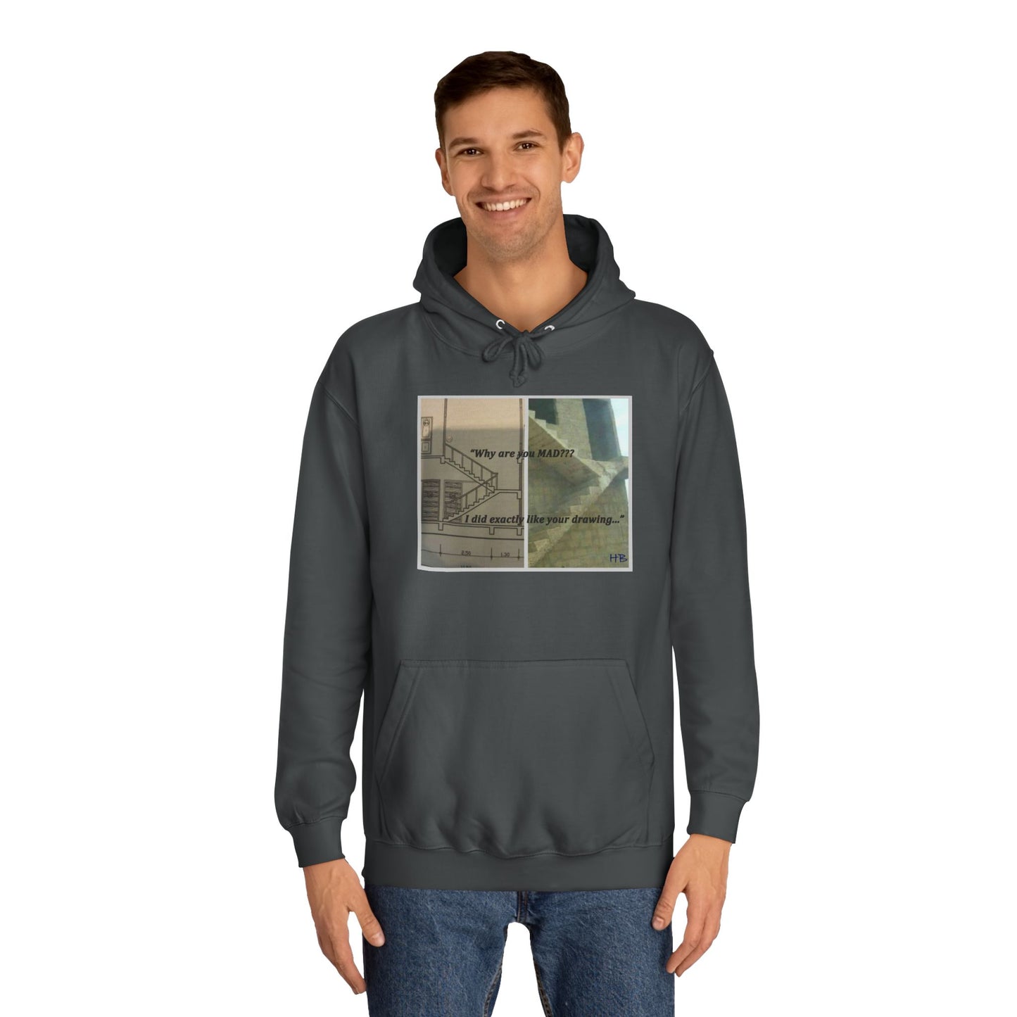 Get Yours Now -- Comical Architectural Irony Stairs Sketch (Hoodie - Cozy and Durable)