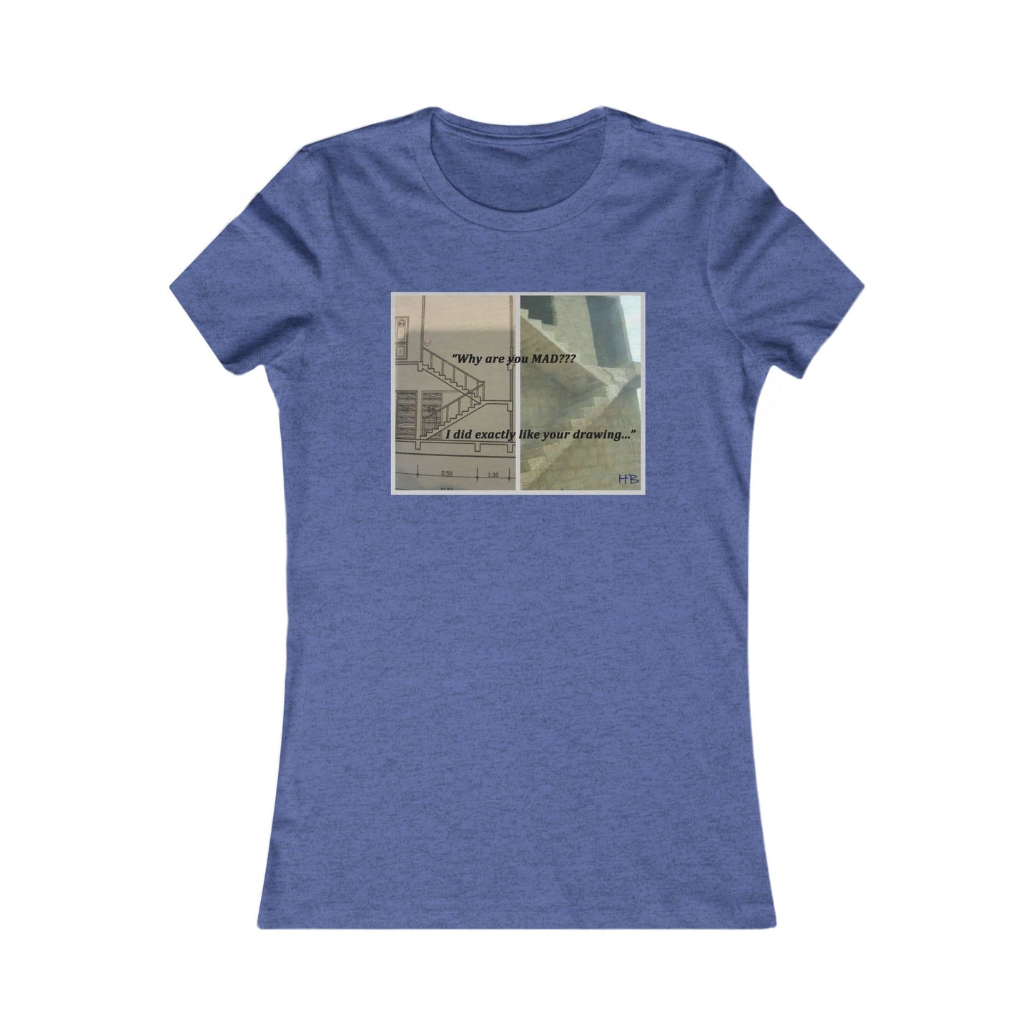 Comical Architectural Irony Stairs Sketch (Women - Premium Cotton Tee)