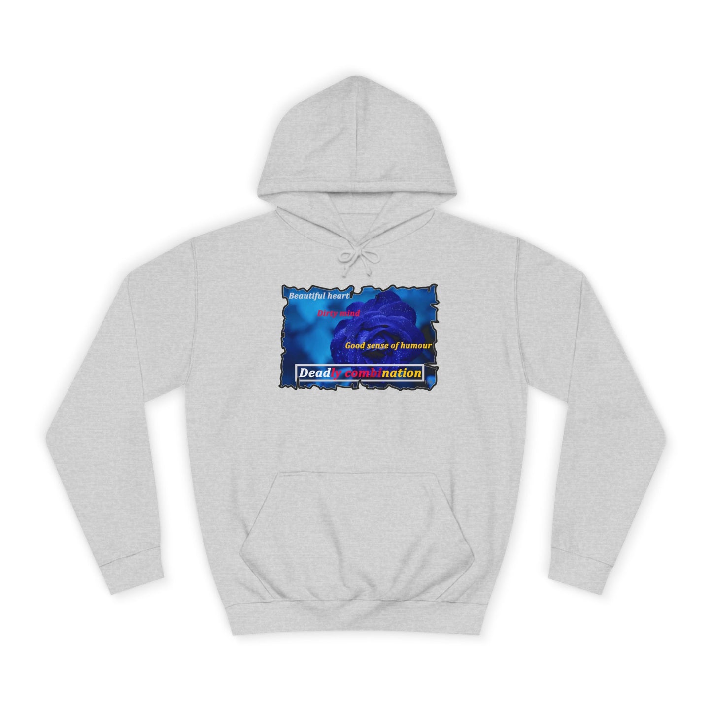 Sophisticated Edge Deadly Combo Elegance meets Attitude using Dark Blue Rose (Hoodie - Cozy and Durable)
