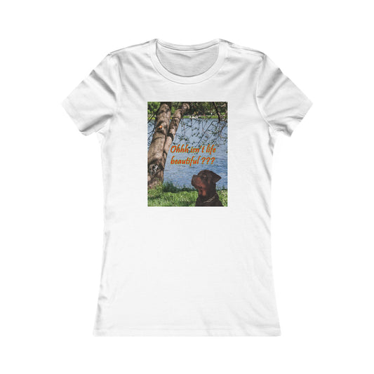 Luke the Rothweiler pondering on how life is beautiful (Women - Premium Cotton Tee)