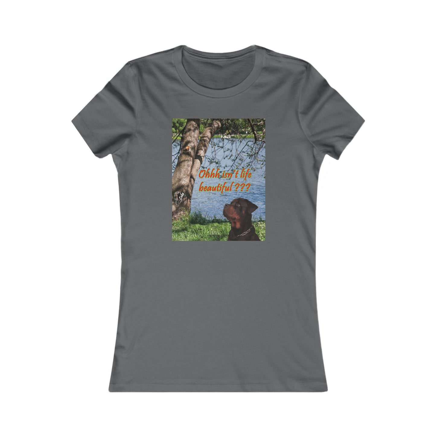 Luke the Rothweiler pondering on how life is beautiful (Women - Premium Cotton Tee)