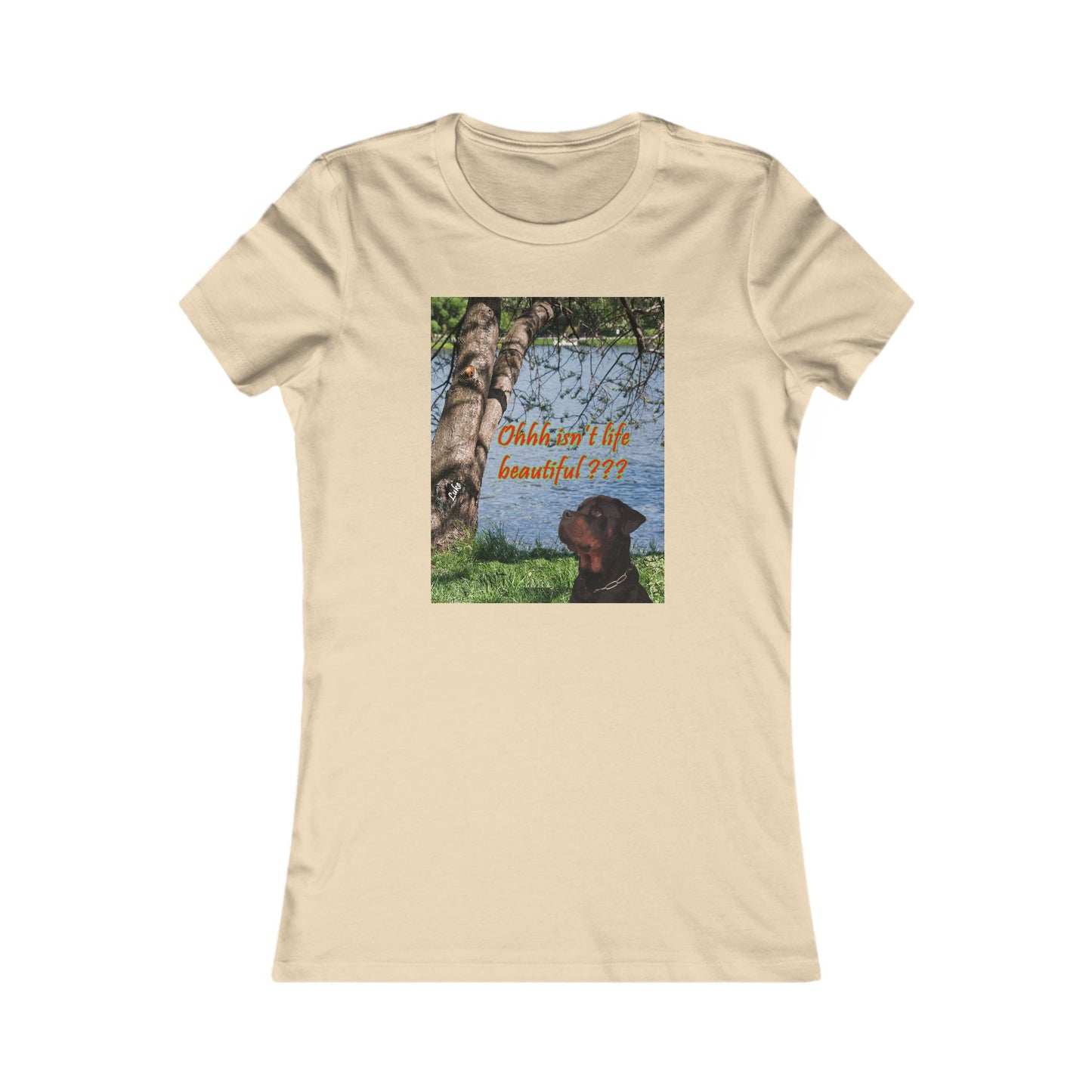 Luke the Rothweiler pondering on how life is beautiful (Women - Premium Cotton Tee)