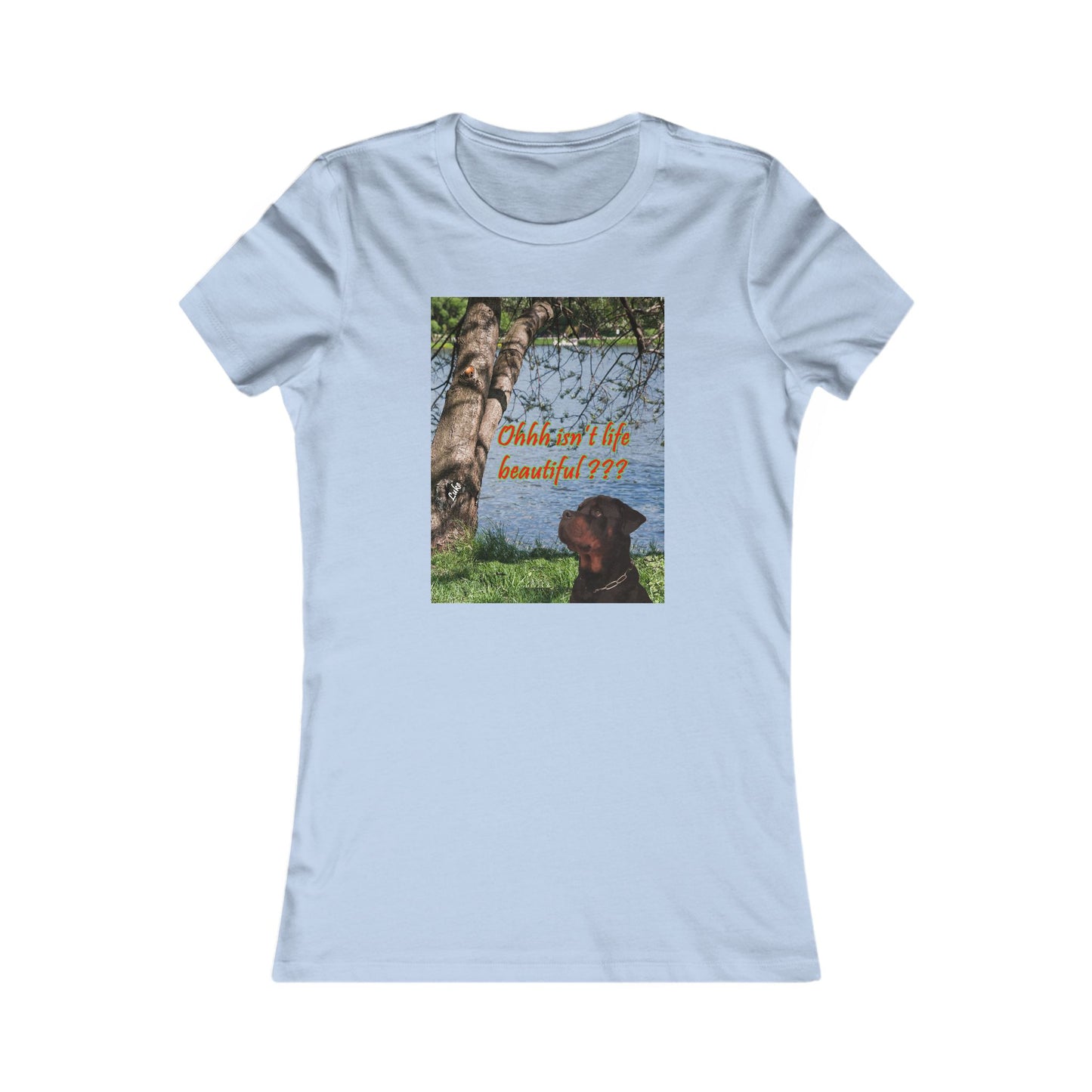 Luke the Rothweiler pondering on how life is beautiful (Women - Premium Cotton Tee)