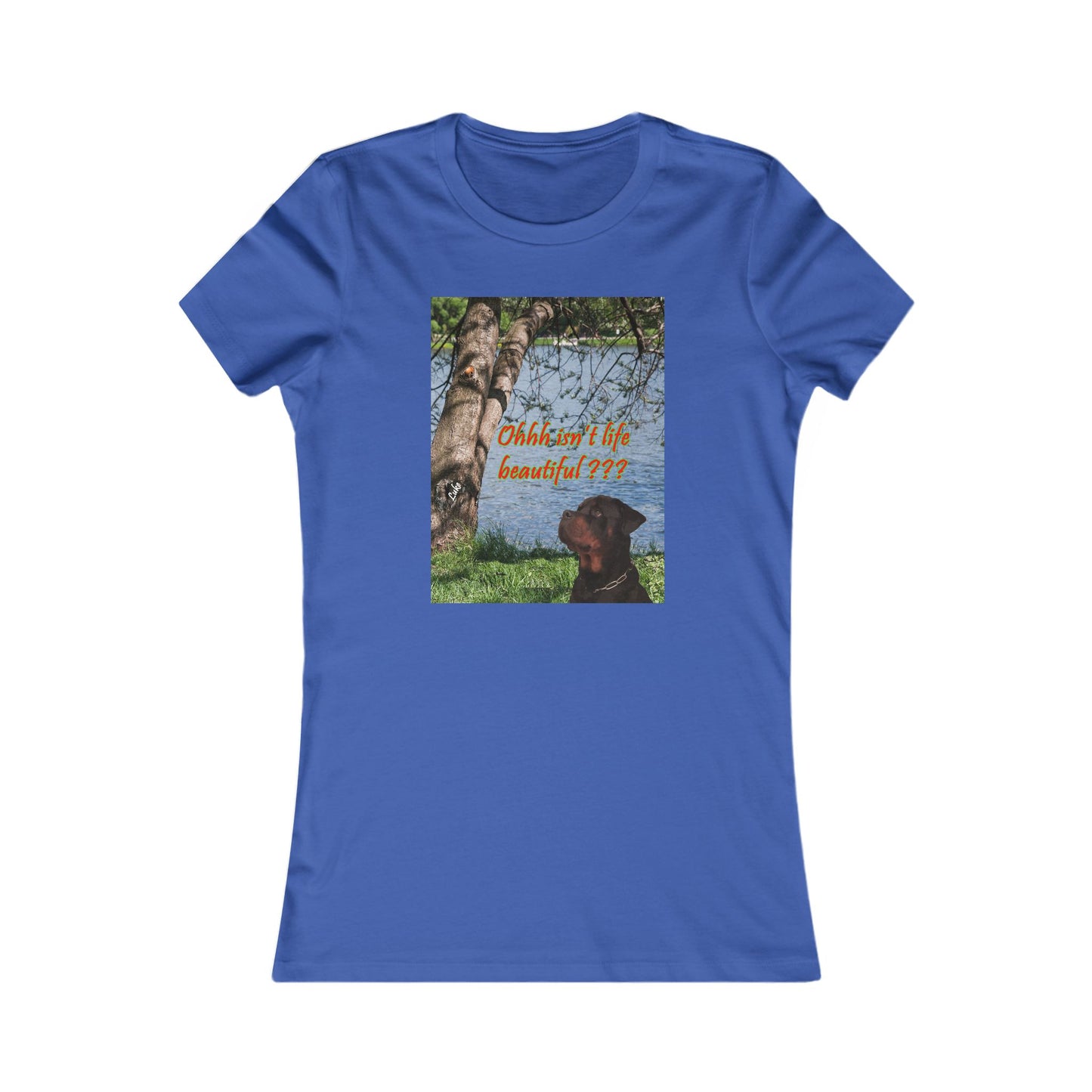 Luke the Rothweiler pondering on how life is beautiful (Women - Premium Cotton Tee)