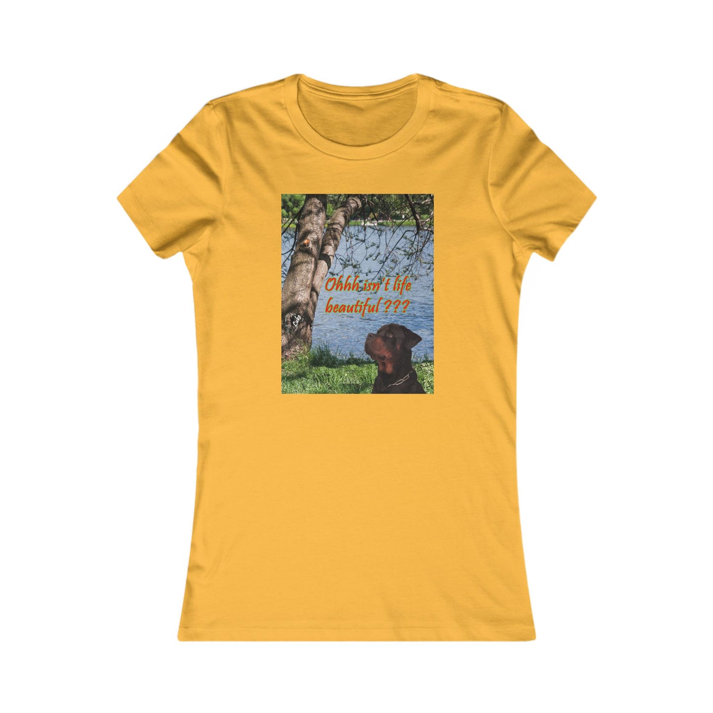 Luke the Rothweiler pondering on how life is beautiful (Women - Premium Cotton Tee)