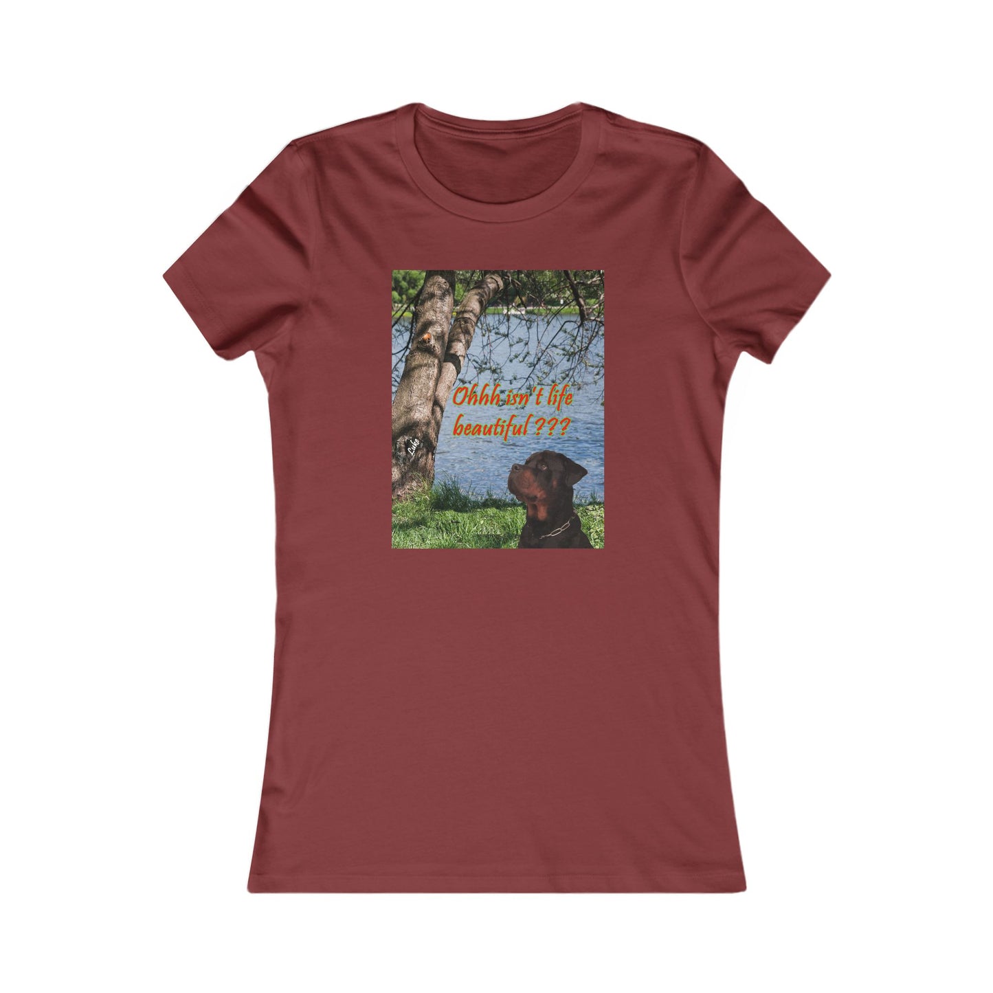 Luke the Rothweiler pondering on how life is beautiful (Women - Premium Cotton Tee)