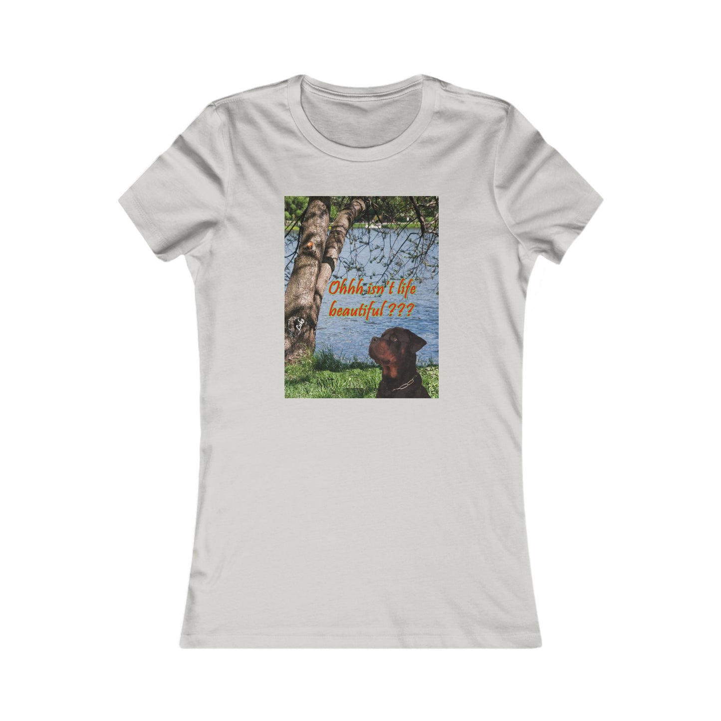 Luke the Rothweiler pondering on how life is beautiful (Women - Premium Cotton Tee)