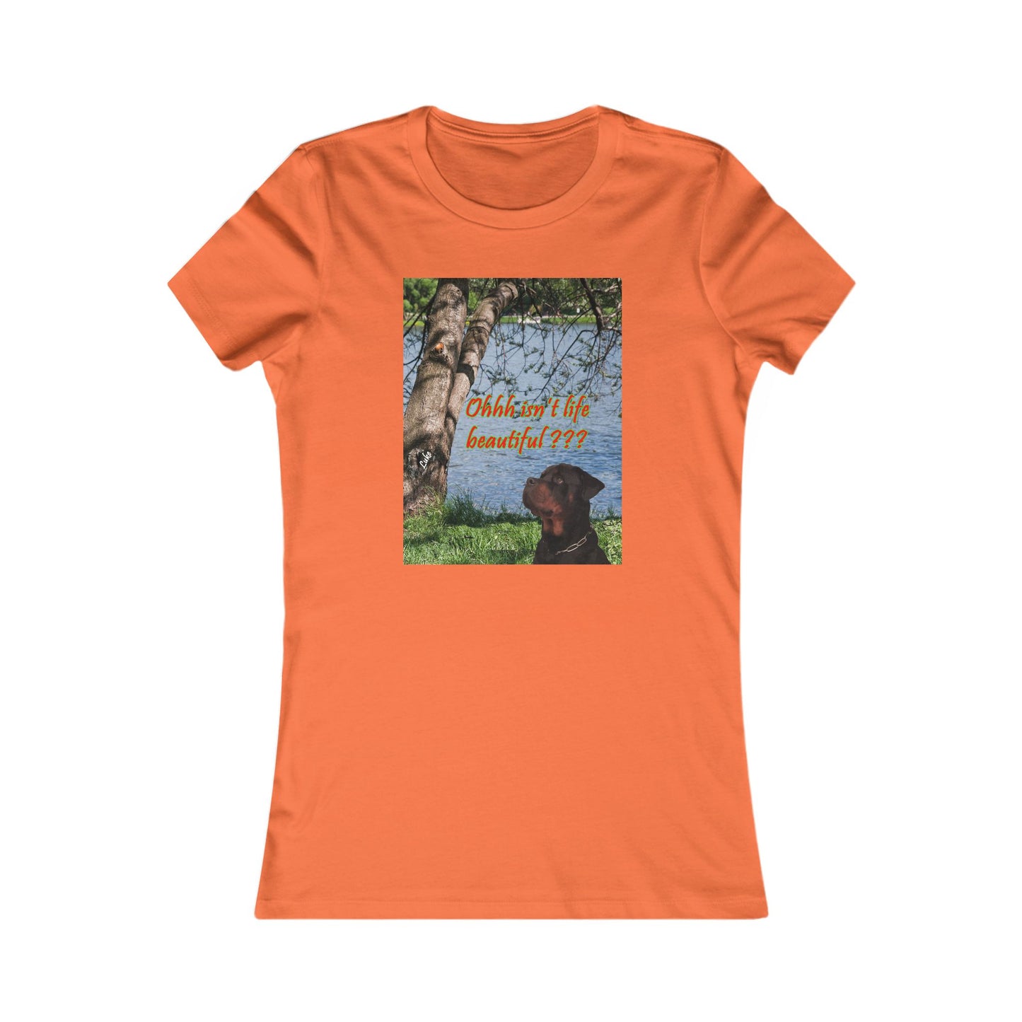 Luke the Rothweiler pondering on how life is beautiful (Women - Premium Cotton Tee)