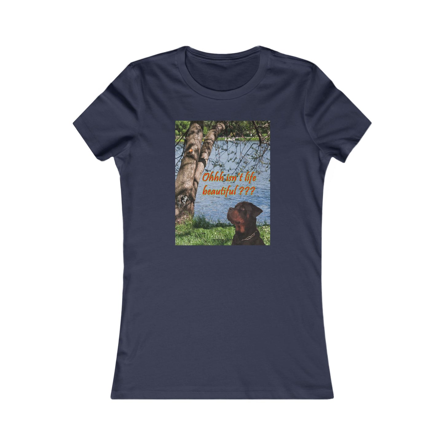 Luke the Rothweiler pondering on how life is beautiful (Women - Premium Cotton Tee)