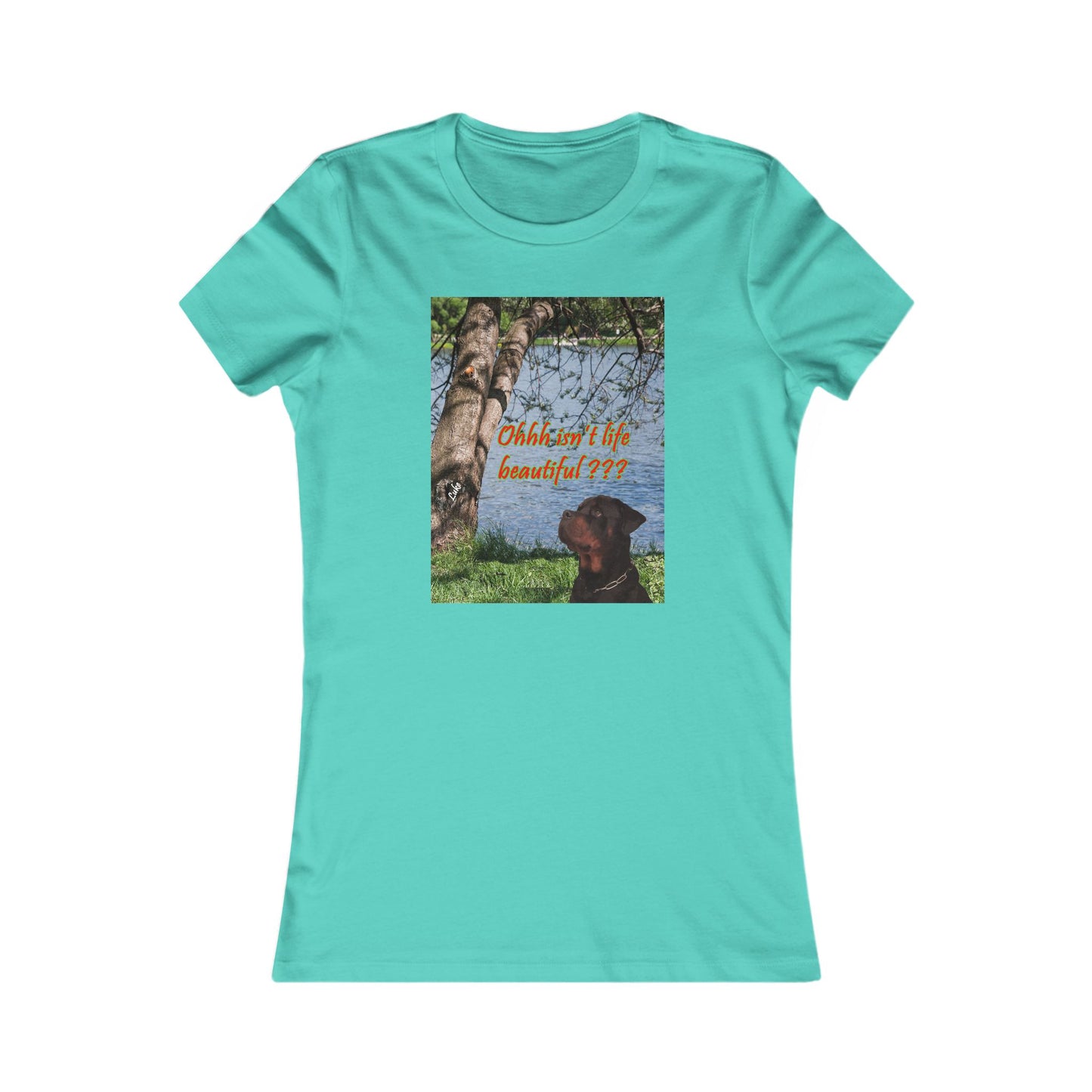 Luke the Rothweiler pondering on how life is beautiful (Women - Premium Cotton Tee)