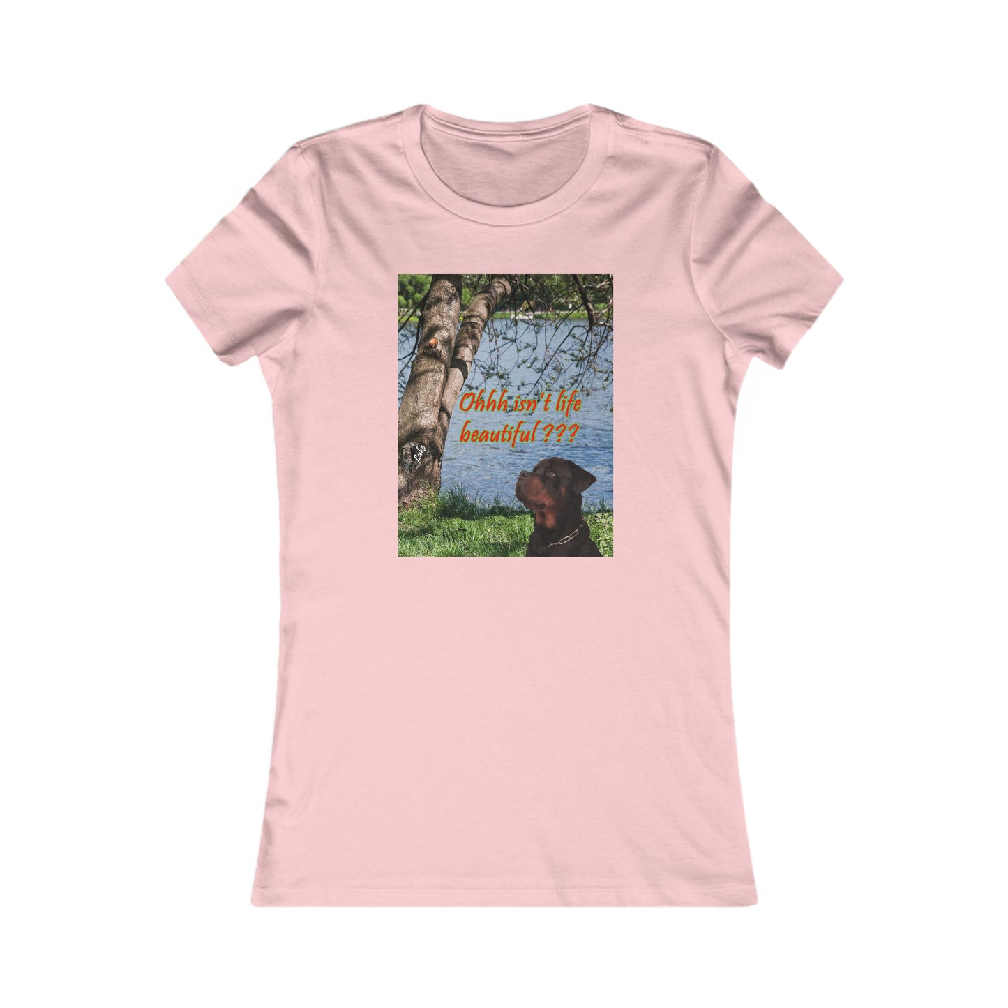 Luke the Rothweiler pondering on how life is beautiful (Women - Premium Cotton Tee)