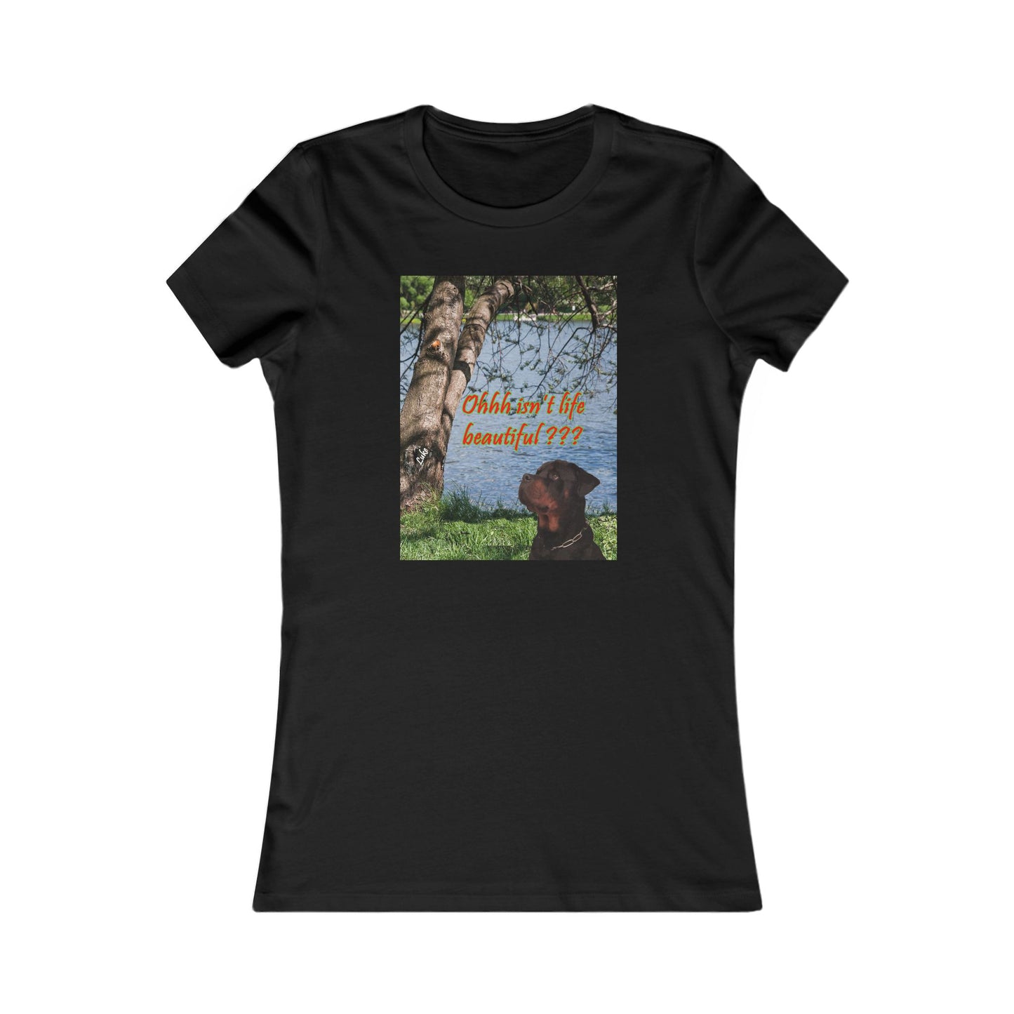 Luke the Rothweiler pondering on how life is beautiful (Women - Premium Cotton Tee)